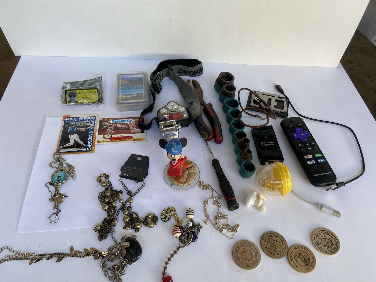 Estate Finds Junk Drawers Lot baseball cards, Tools jewelry, remotes, coins, ect
