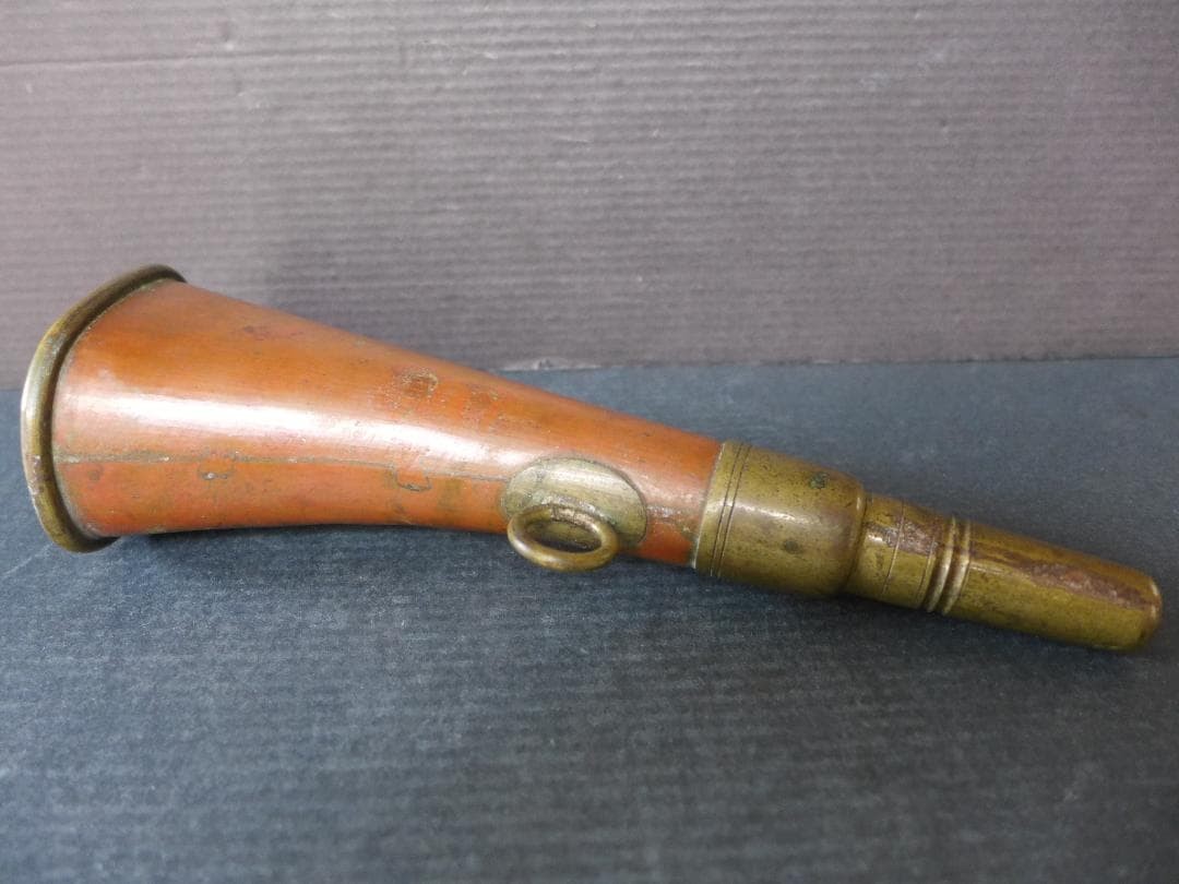 Period piece, old tofu shop’s trumpet, tofu seller’s trumpet, made of copper