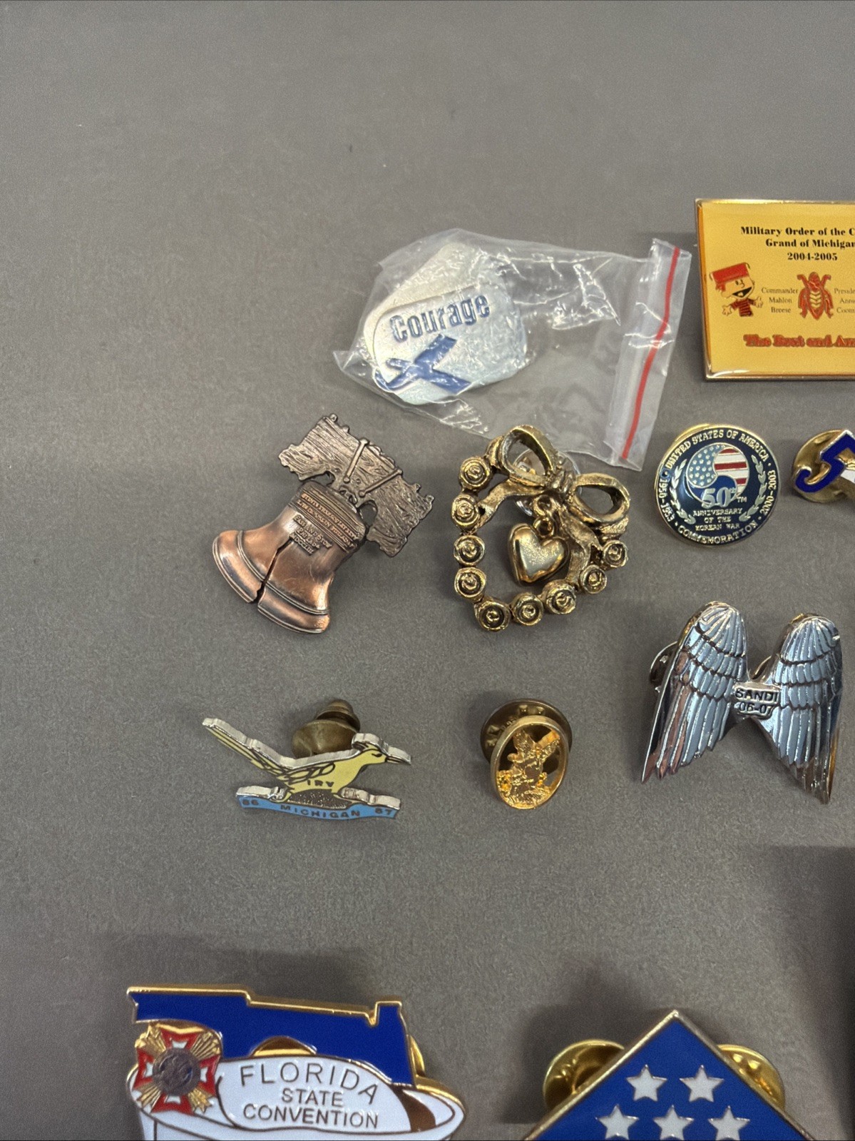 Lapel Pins Lot – Vfw, Michigan, Wwii, Helicopte, Goldie, Eagle #4 MS1
