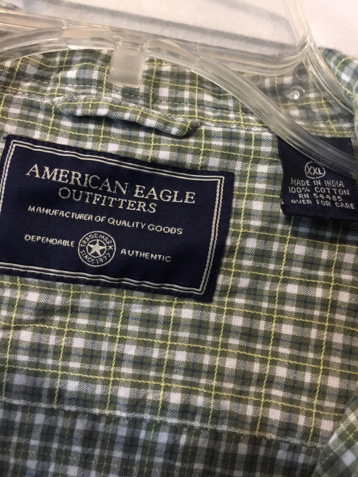 VTG American Eagle Men’s Plaid Hawaiian Short Sleeve Button Down Shirt Size XXL