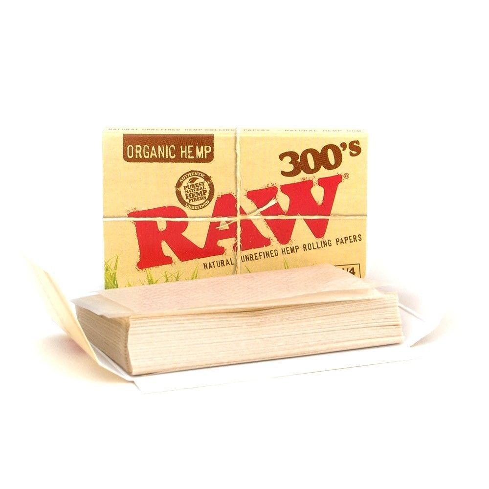 RAW Organic 300s 1 1/4 Rolling Papers 5 PACKS – Natural Unrefined 300 1.25