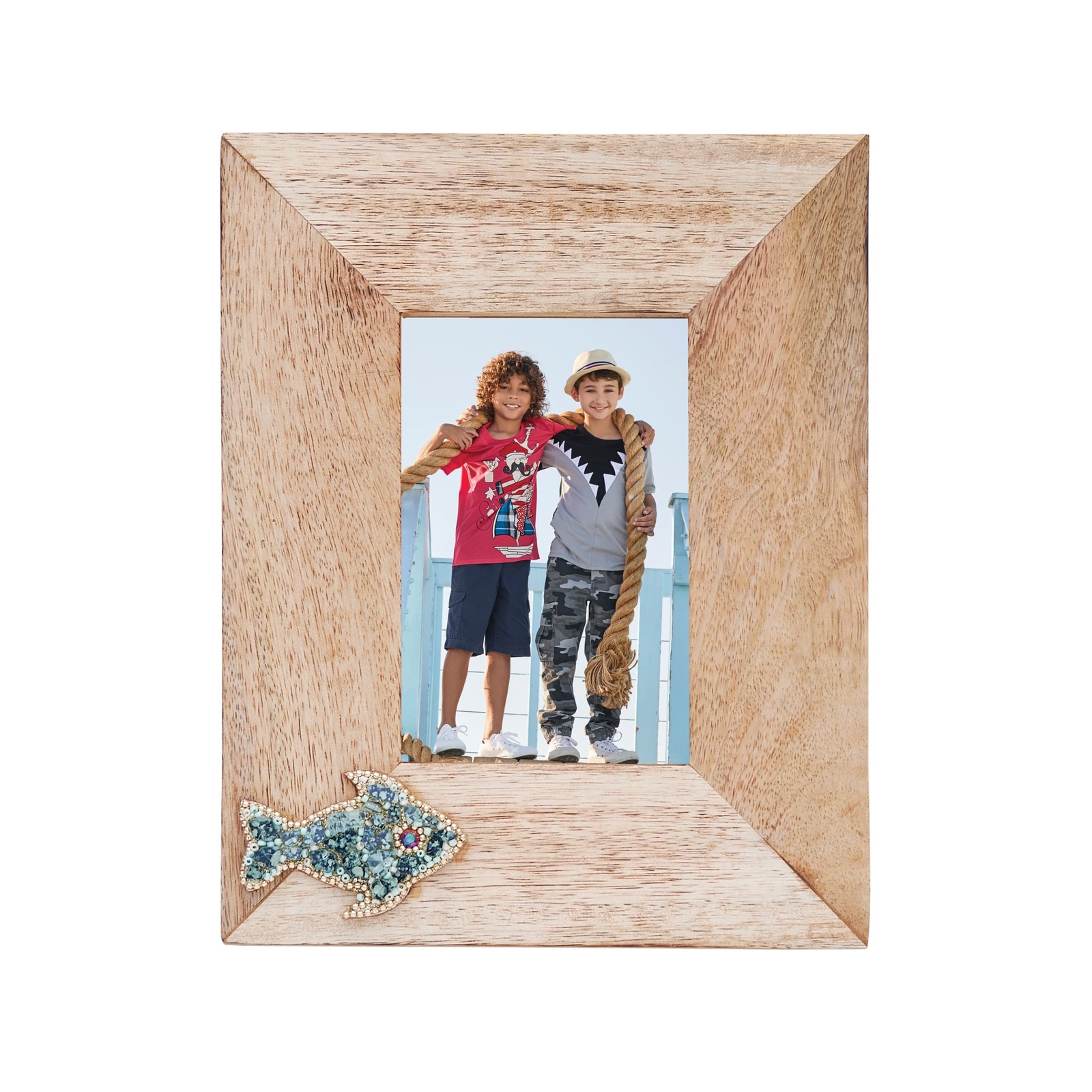 Beachcombers Beaded Fish Frame, 8-inch Length
