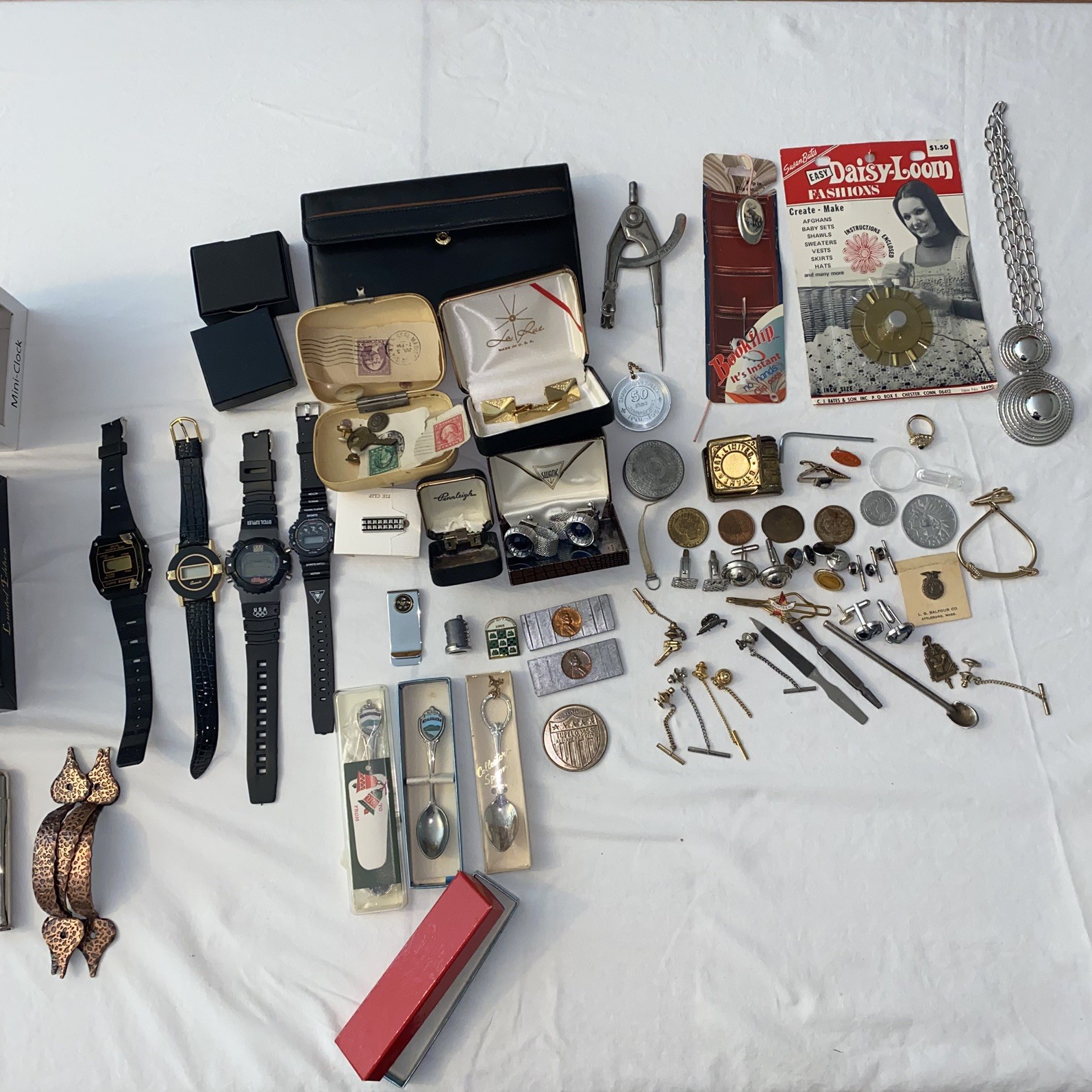 Beautiful Vintage Junk Drawer mixed Lot Watches Medals Pins Jewelry etc!