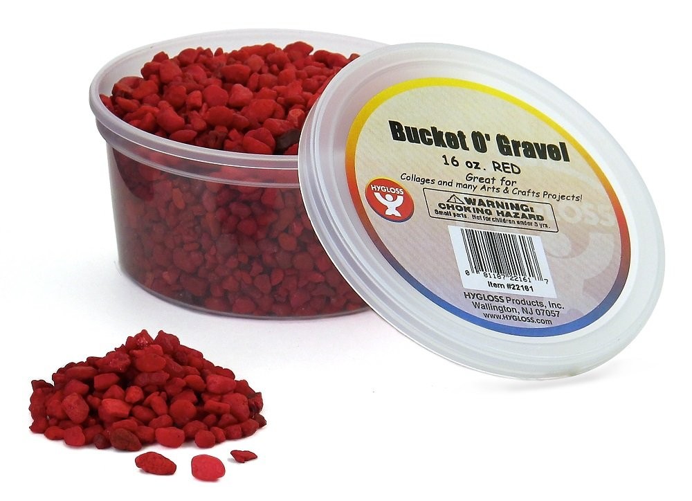 Hygloss Craft Rocks Mini Stones Bucket O’ Gravel Red 1lb Art Supplies