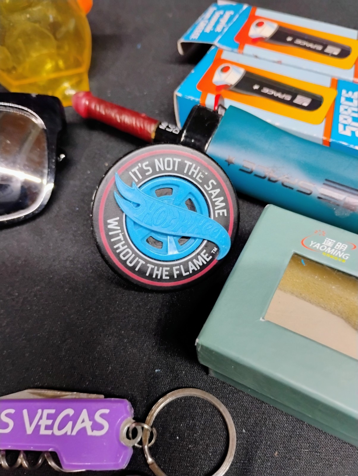 Collectible Junk Drawer Lot Pokémon Hot Wheels Las Vegas Led Knife Space Lighter