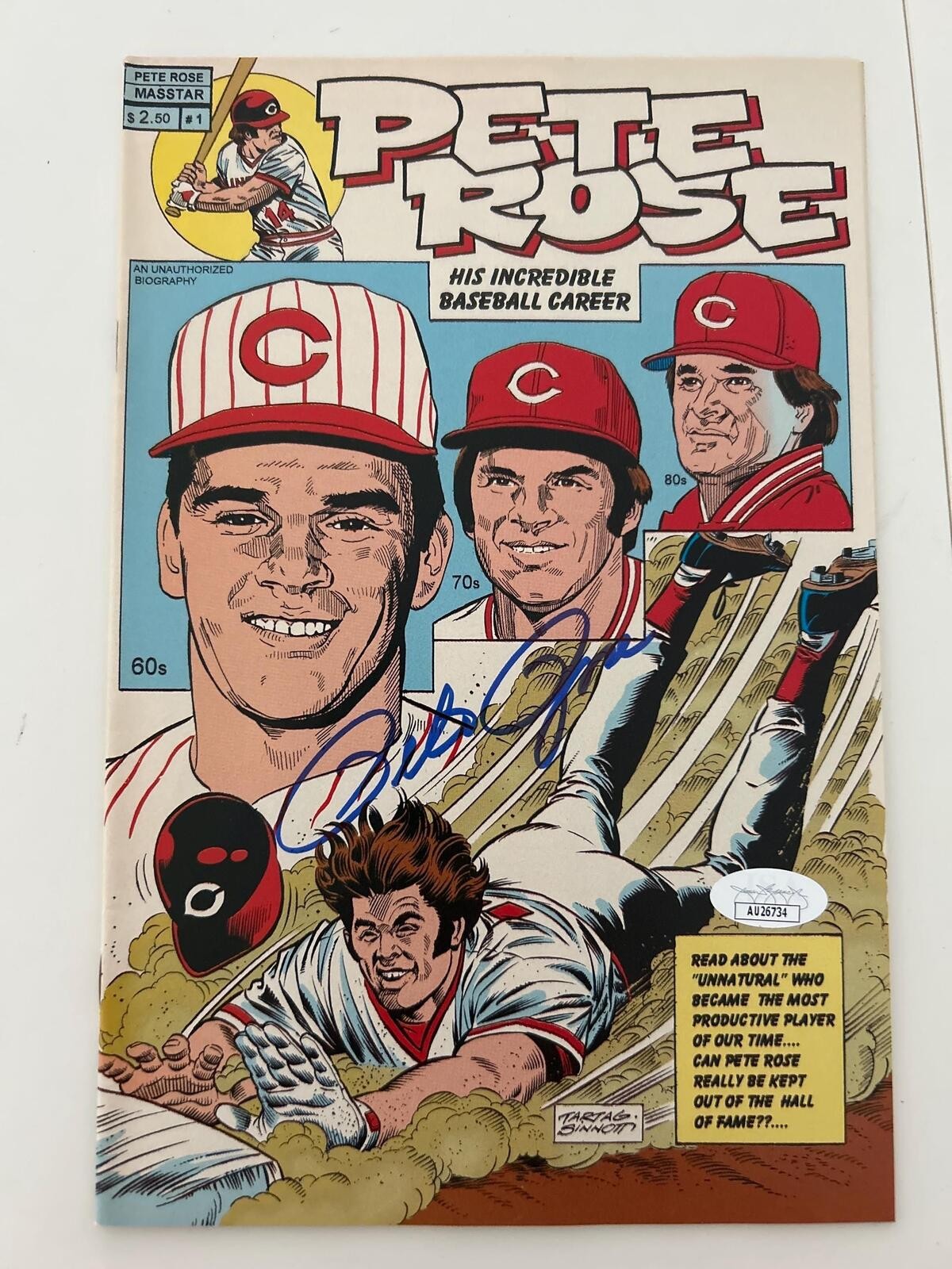 Pete Rose Signed Autograph Auto Cincinnati Reds 1995 Masstar Comic Book #1 JSA