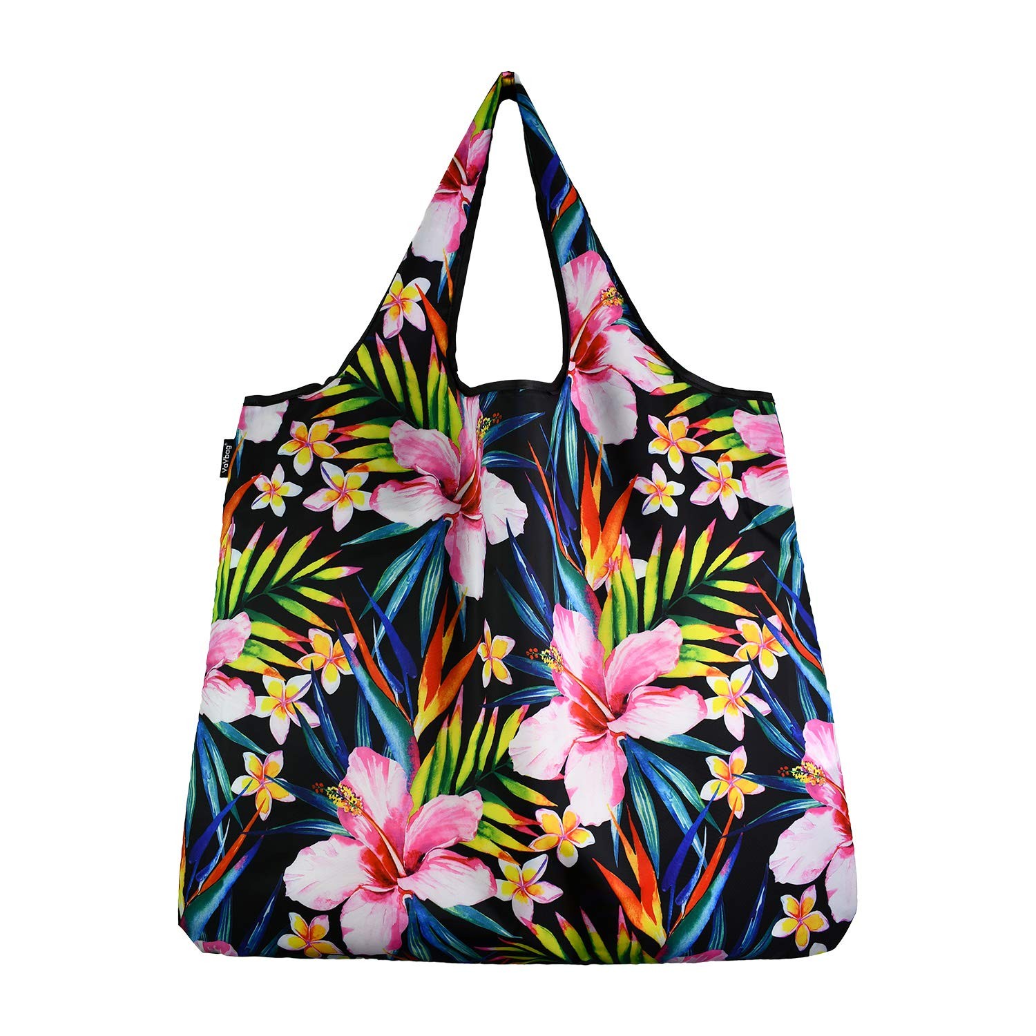 YaYbag Jumbo Reusable Shopping Bag, Foldable Heavy Duty, Pink Hibiscus