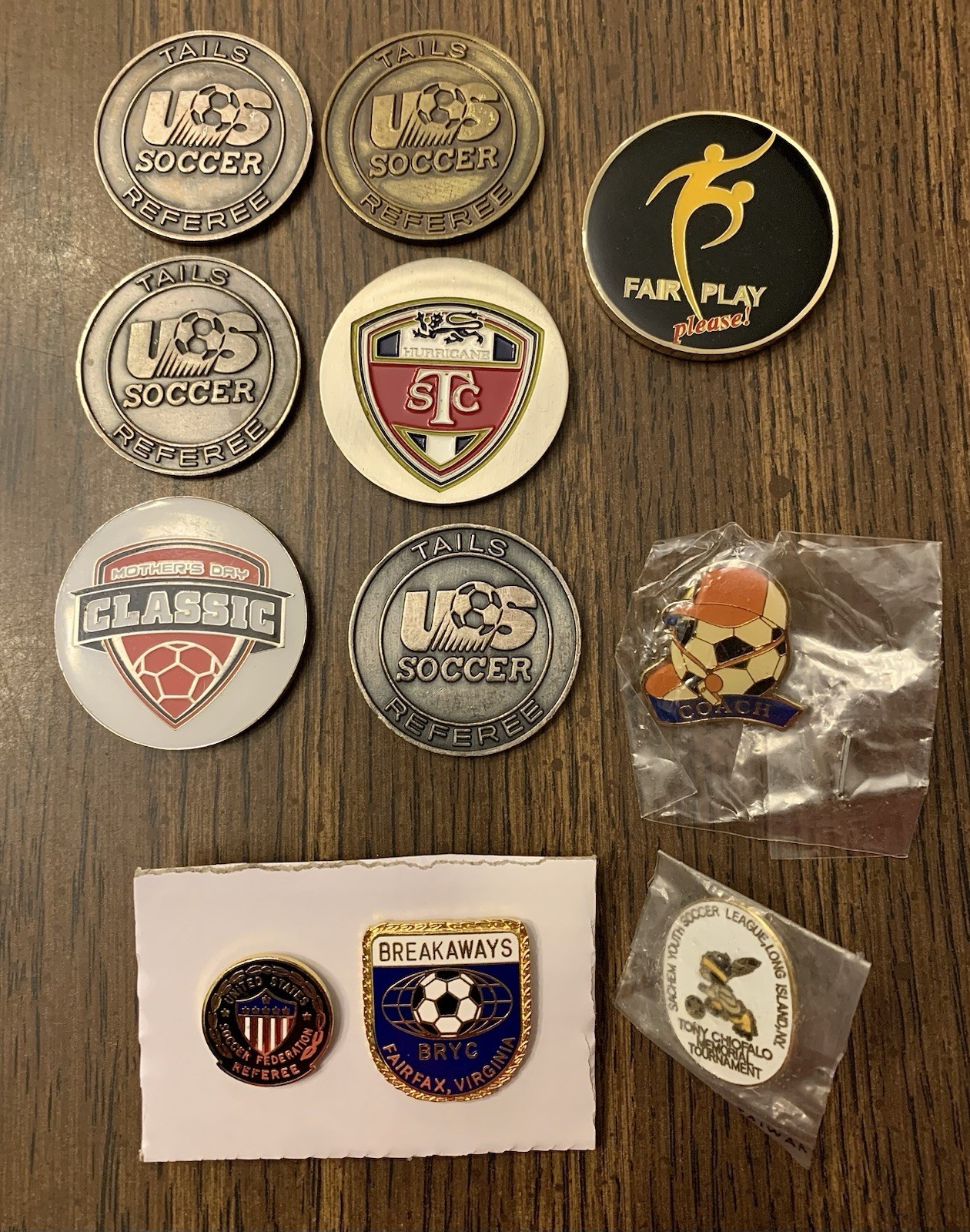 Mixed Lot Of Soccer Tokens And Pins St Louis