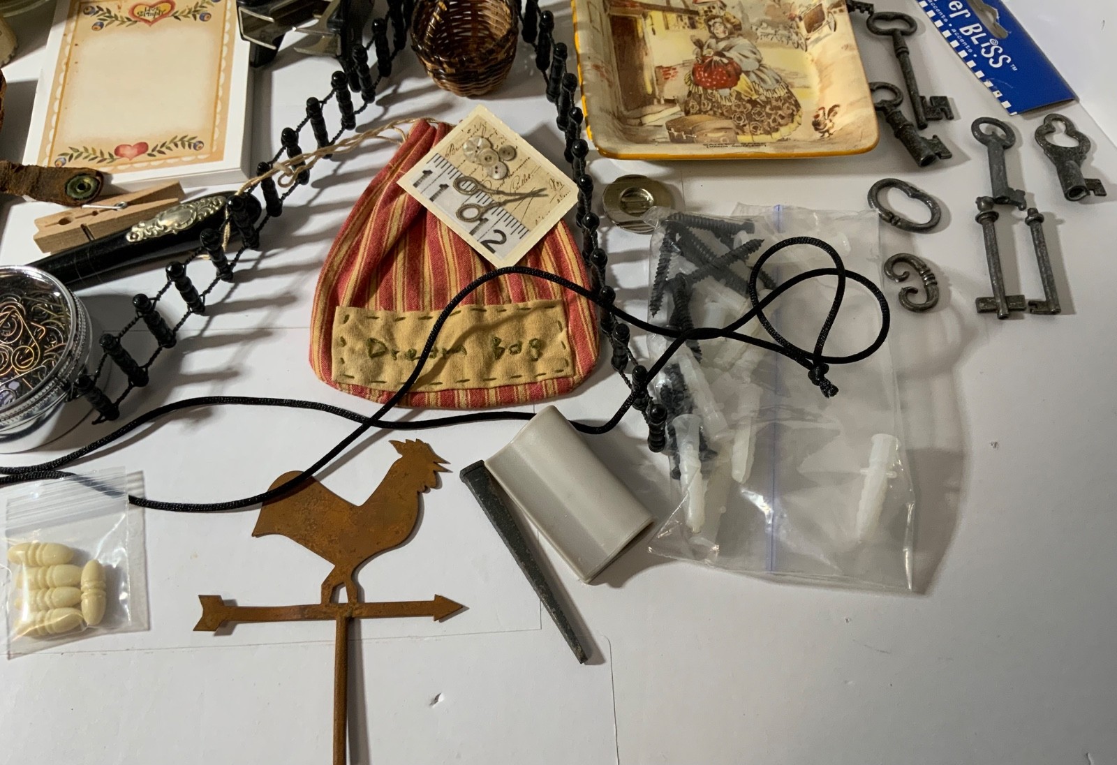VTG Junk Drawer Lot Assemblage Art Mixed Media Crafts 3.5# Book, Wallet, Buttons