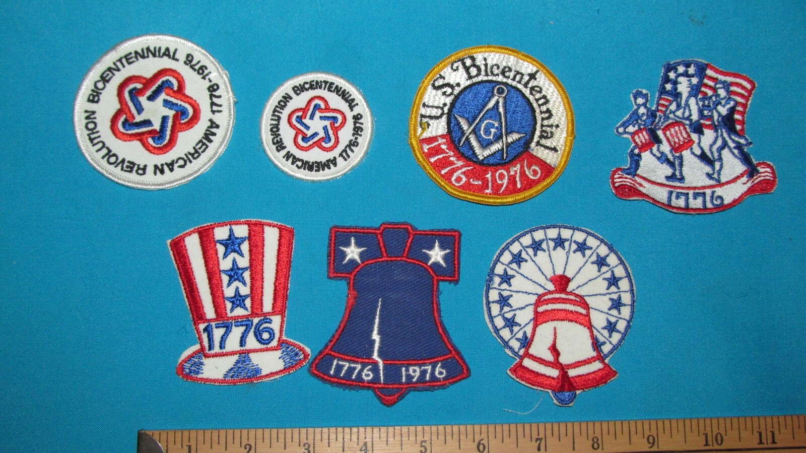 * 17 VINTAGE 70s AMERICA BICENTENNIAL 1776-1976 UNITED STATES PATCH CREST LOT *