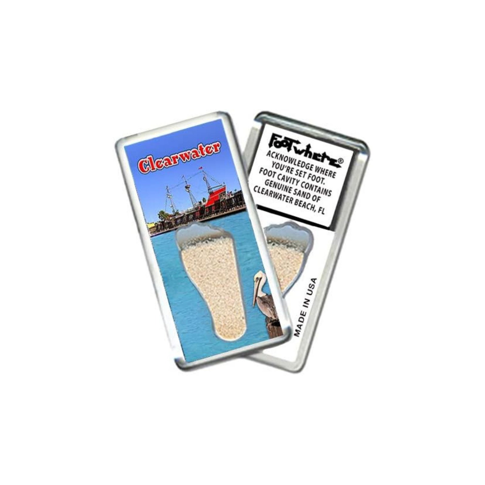 Clearwater FL FootWhere Magnet CW206 Pirate Ship Authentic Souvenir Made in USA