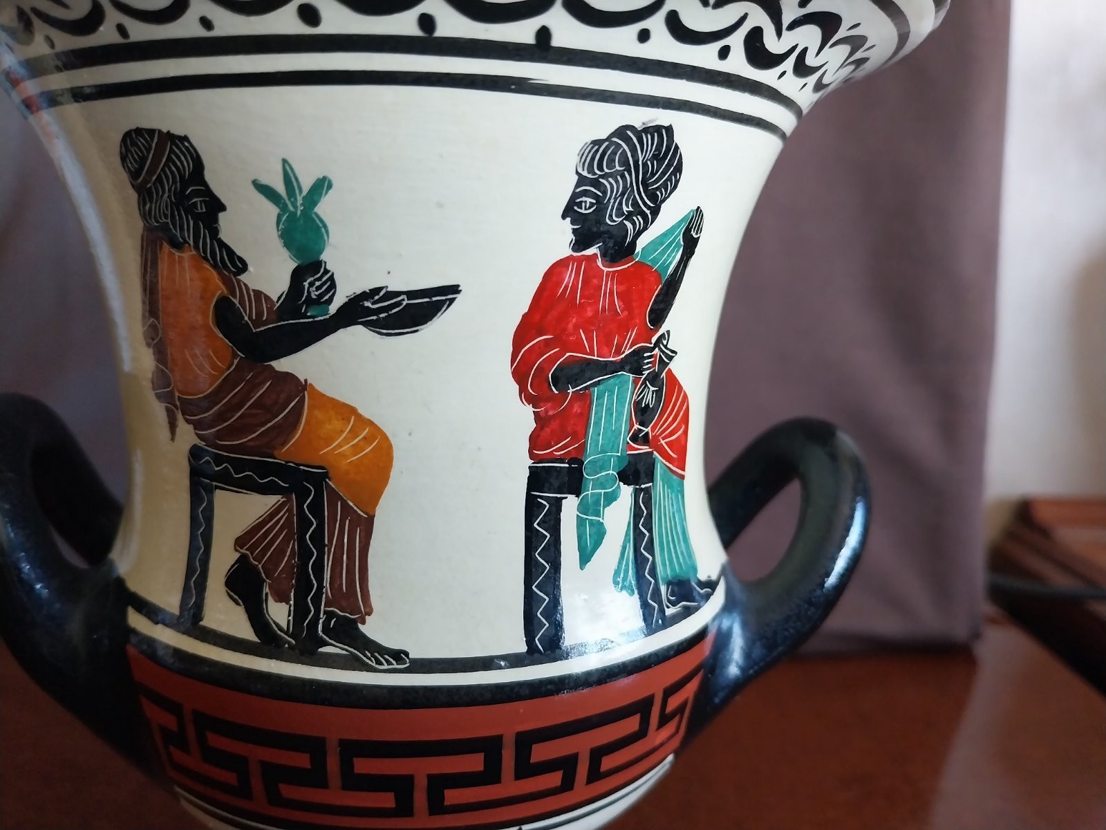 Handmade Greek Amphora Vases, Archaic Period Figures, Zeus, Hera, Aphrodite