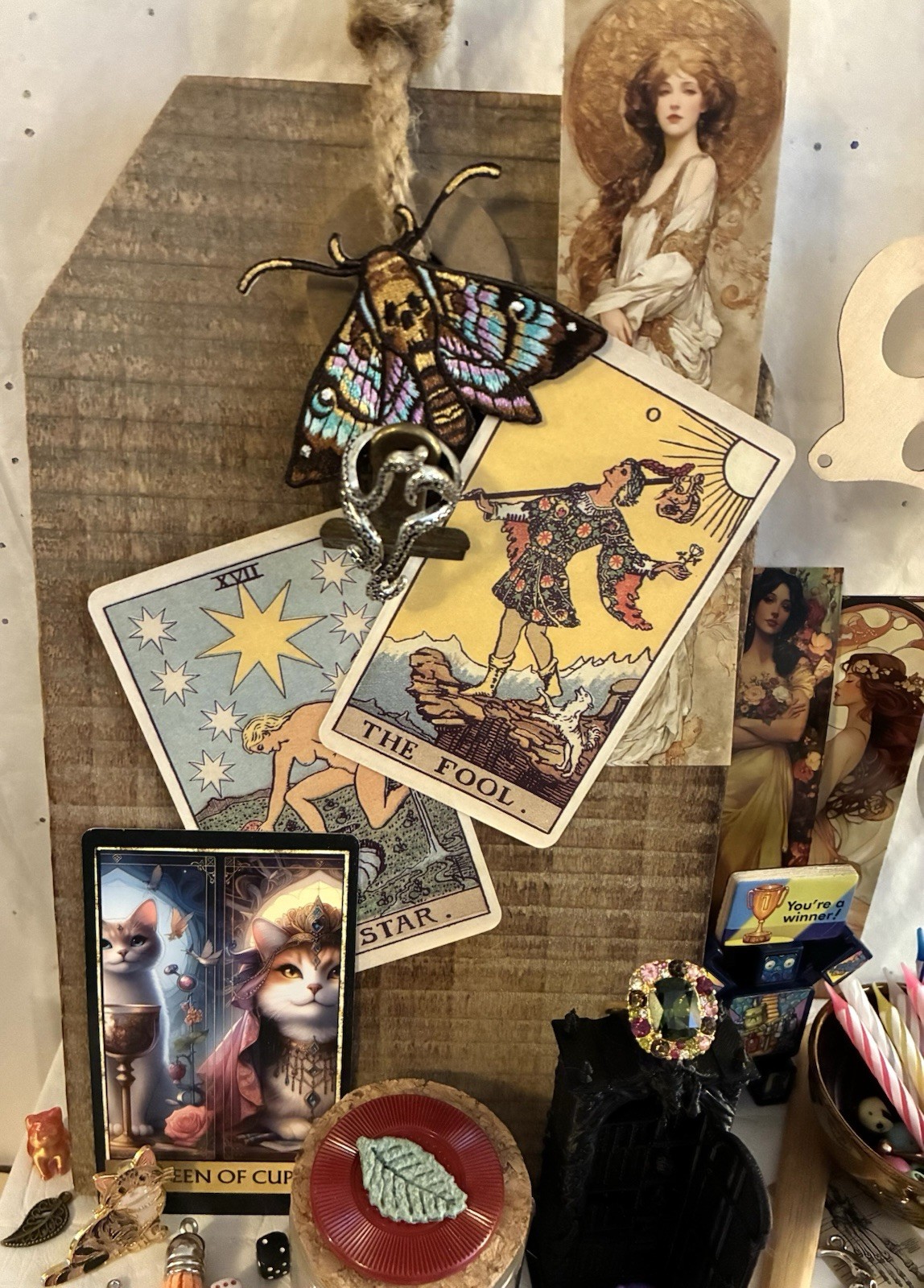 Wood Display Board Mini Apothecary Cabinet Jewelry Junk Drawer Wicca Art Lot