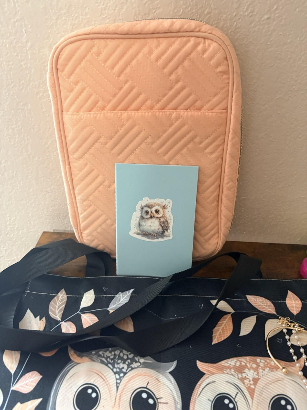 Owl-Themed Accessory Lot Stickers Bookmarks Tote Bag Stationery Bracelet Pouch