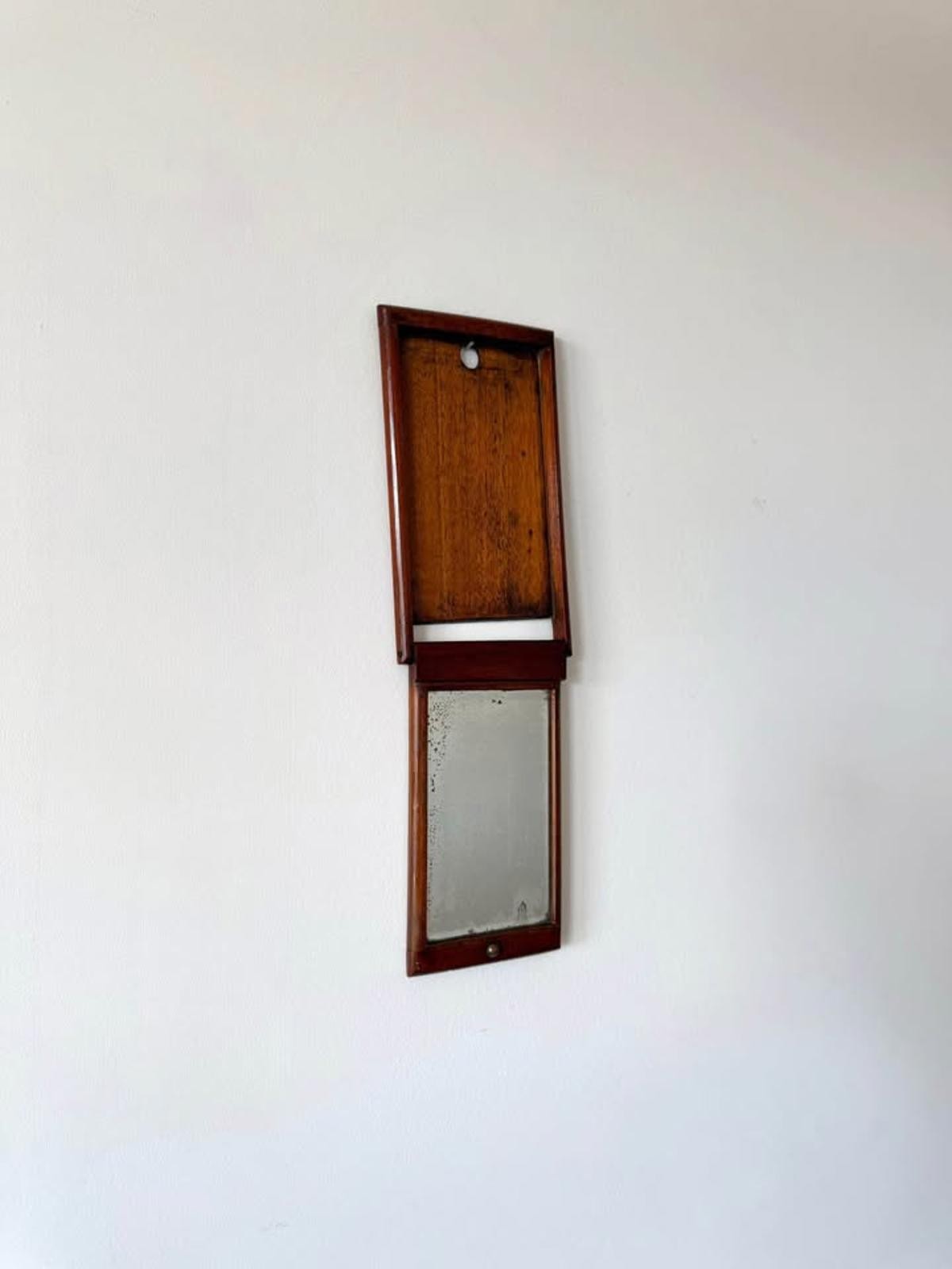 Antique English Campaign Wood Folding Mirror