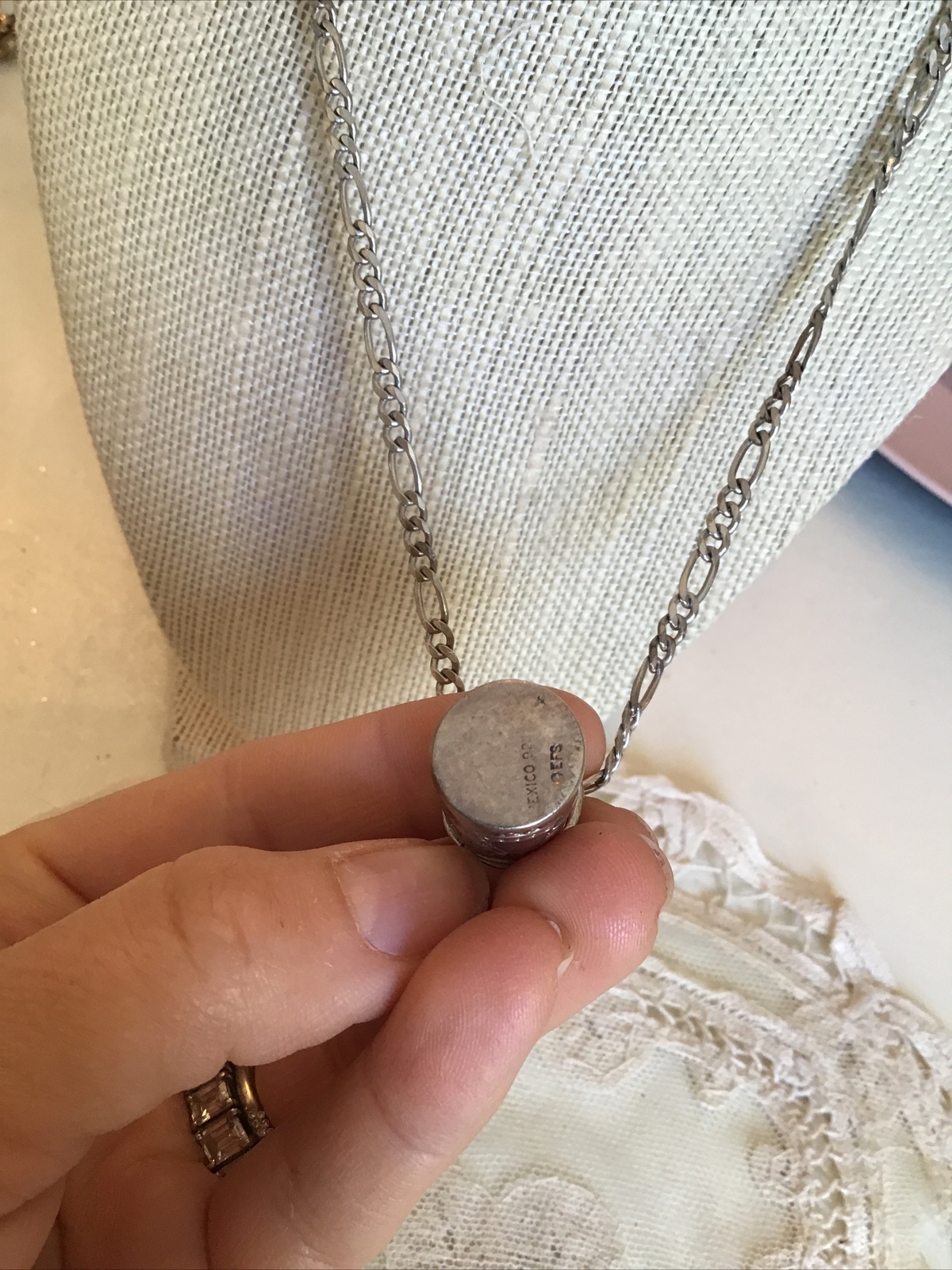 Mexico 925 Sterling Silver Signed eFs Wish Necklace Angels Italy 925 Chain 18.8g
