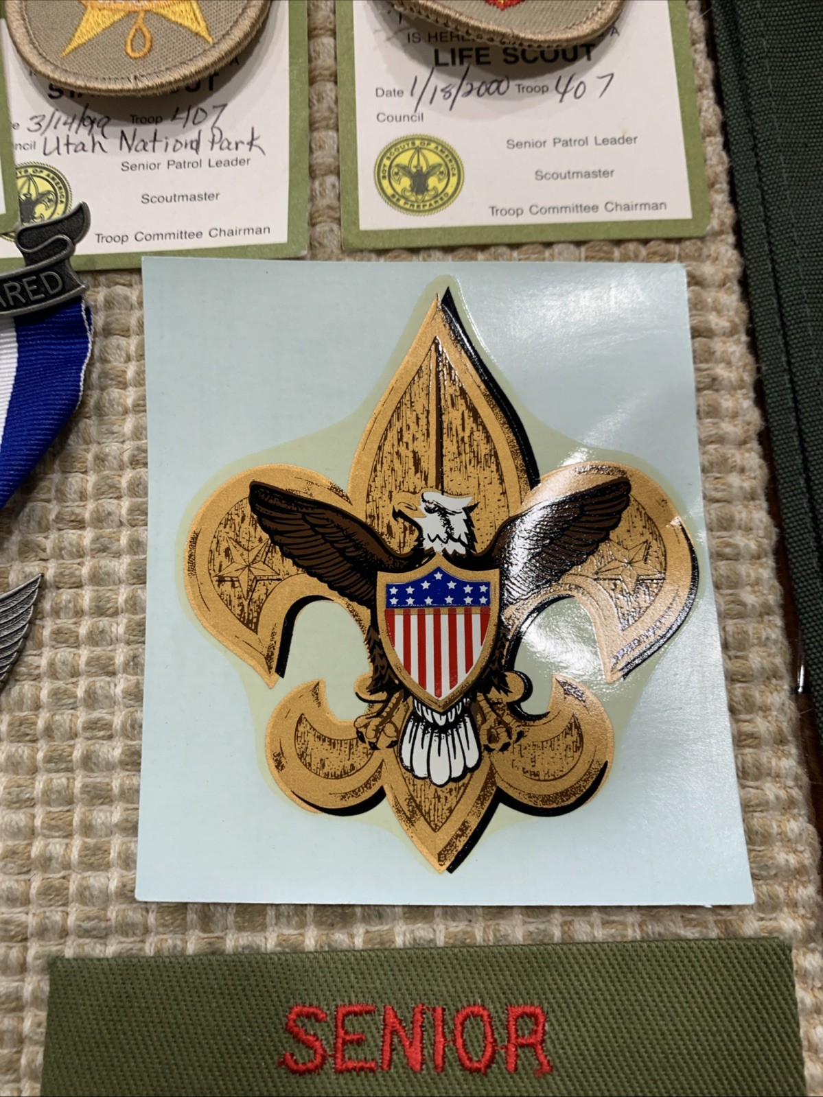 Junk Drawer BSA Complete Eagle Scout All Ranks Cards Sash/Merit Badges And More