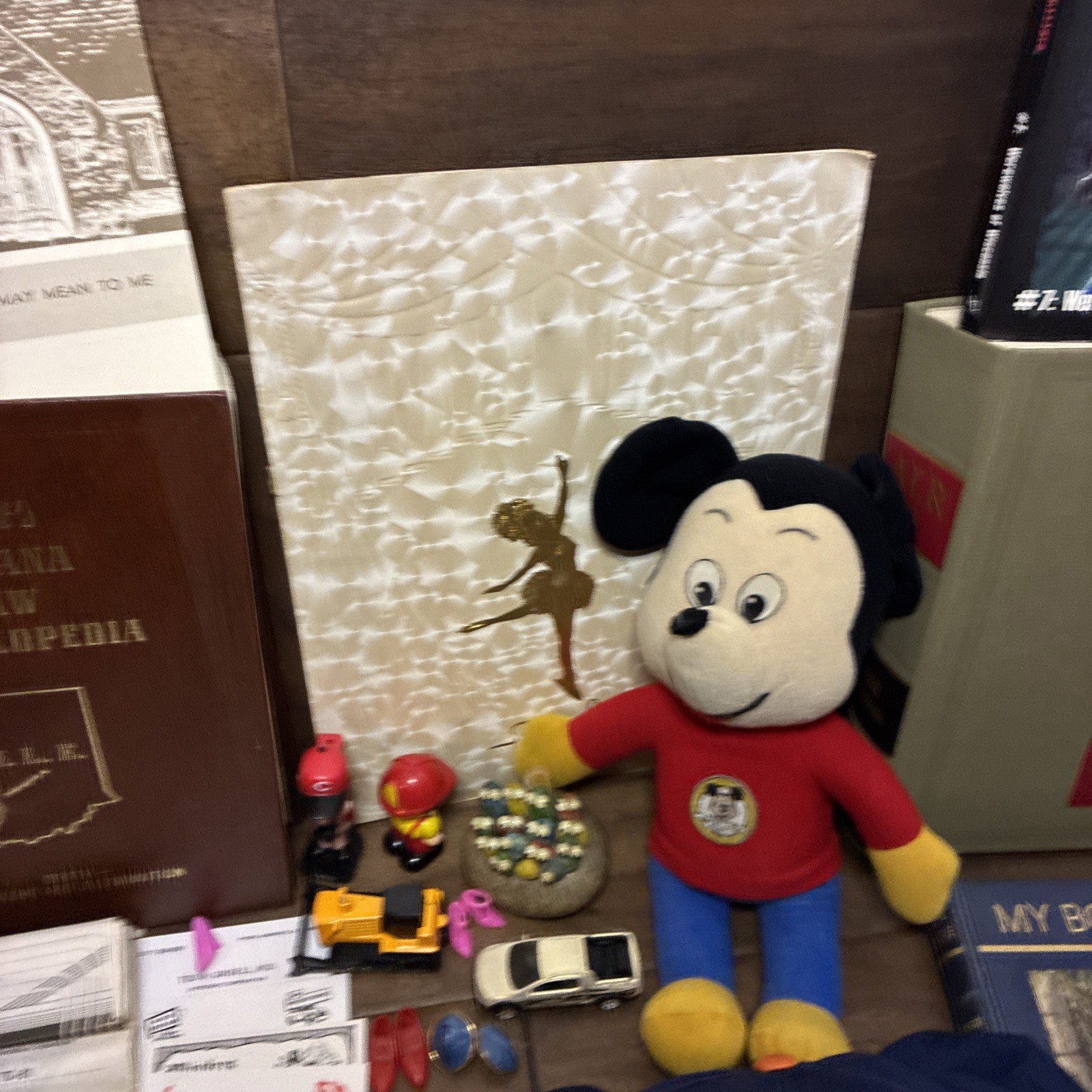 Vintage Junk Drawer lot Photo Book Record Toys Hat