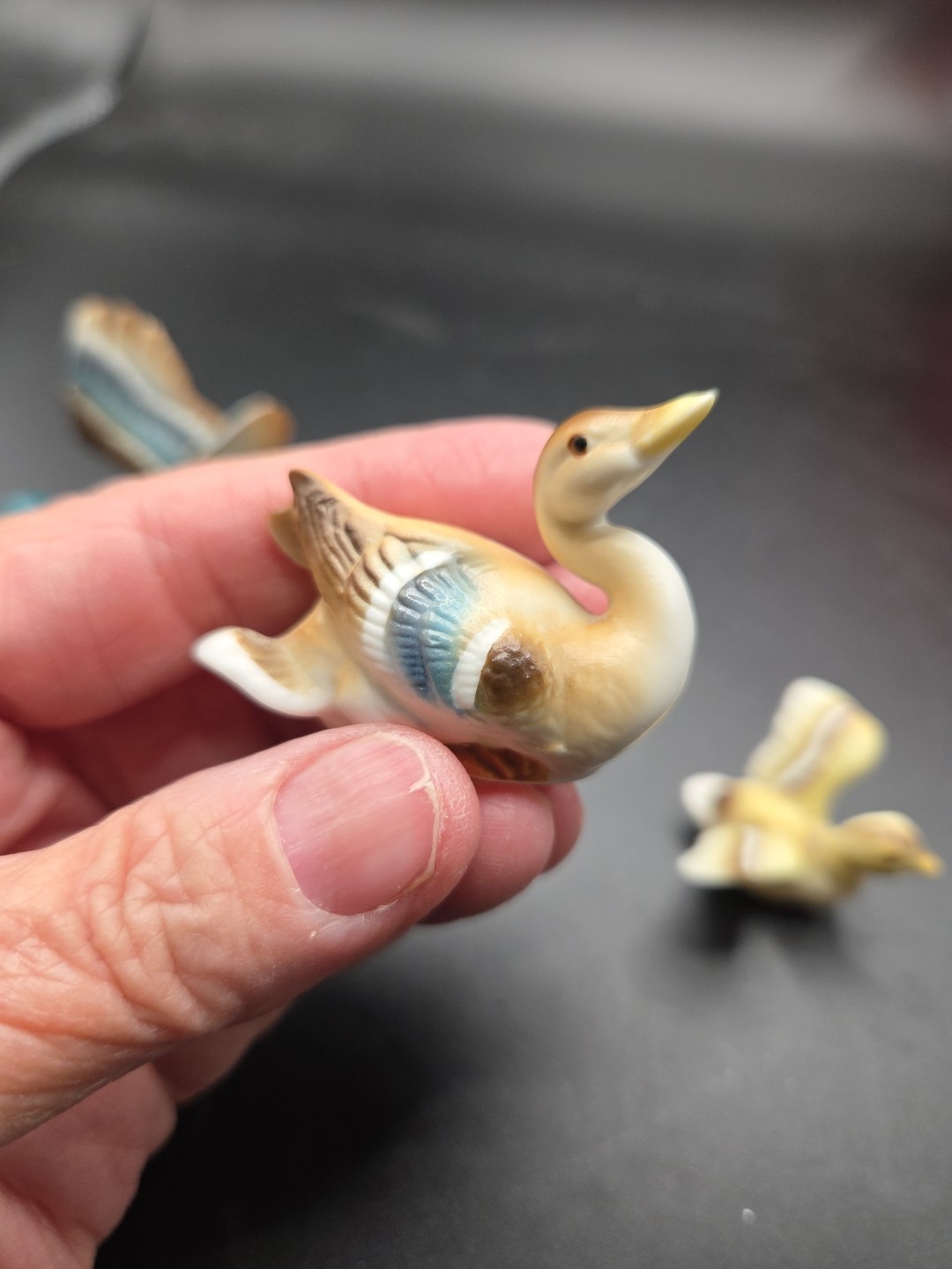 Vintage Mallard Duck Figurines Fine Bone China Miniature MCM