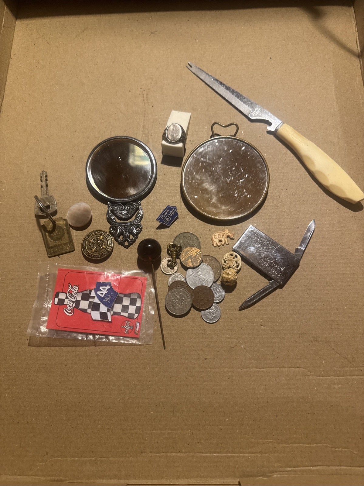 Nice Junk Drawer Hans Jenson Denmark Silver Plate Mirrors, Silver Ring? & More