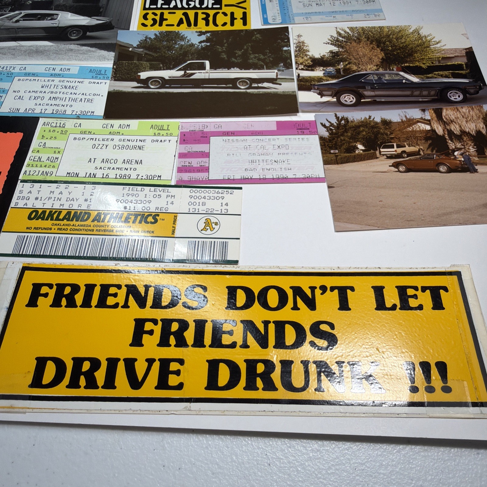 1980s & 90’s Nostalgia Lot Bugle Boy, Car Photos, Concert Ticket Stubs & More