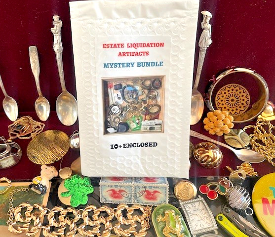 Estate Finds-Mixed smalls: Jewelry, Coins, Stamps, Watch, 10+vintage – lot A87T9