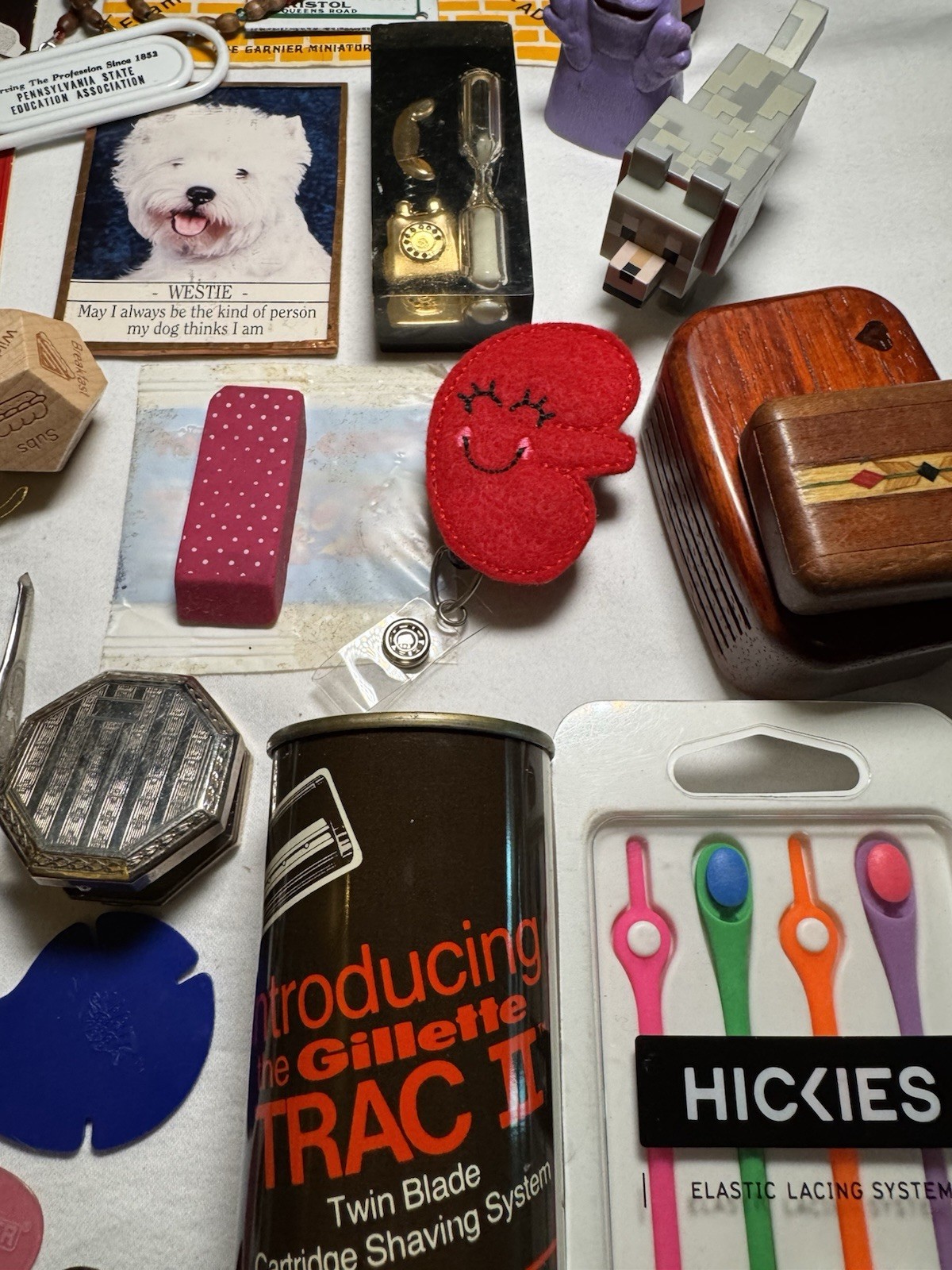 Vintage to Now Junk Drawer Lot Trinkets Treasure Ray Ban Case Sterling Top Hat