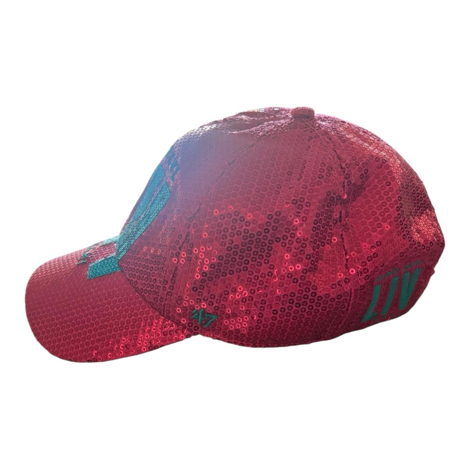 Super Bowl LIV Miami Pink Sequin Hat Women Adjustable Rare Statement Cap