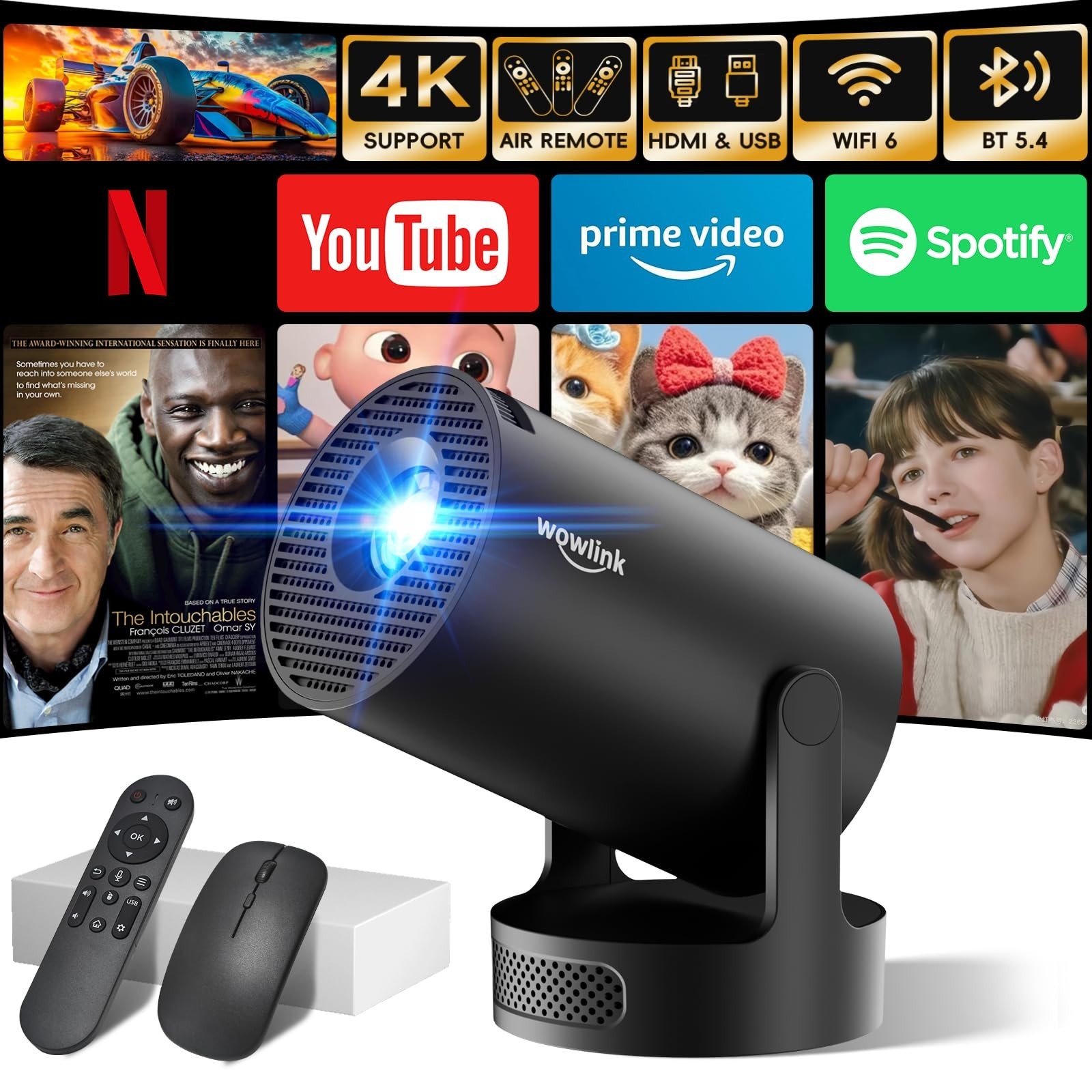 [Built-in Apps & 2025 Upgraded] Mini Projector with WiFi 6 and Bluetooth 5.4 Sup