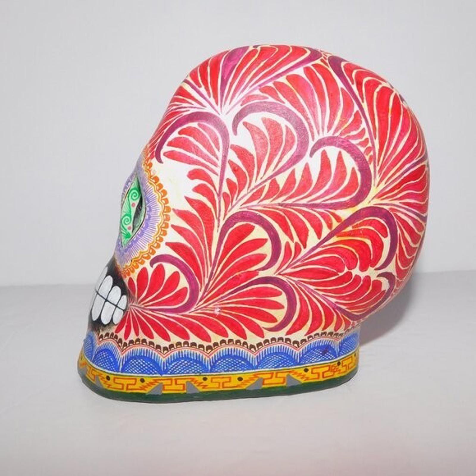 VTG Saul Montesinos Mexico 5″ Day of the Dead Skull hand painted Pottery *READ
