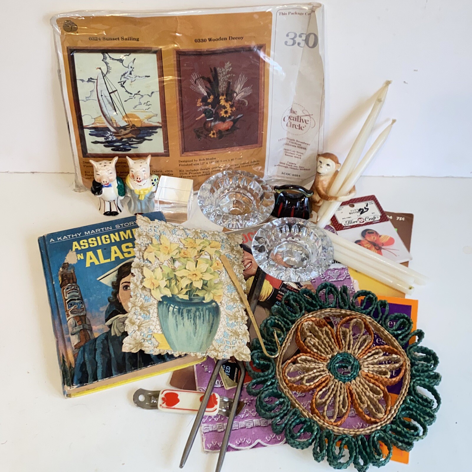 Grandma’s Vintage Junk Drawer Lot-Crafts Knick Knacks Kitchen Crystal Home Decor
