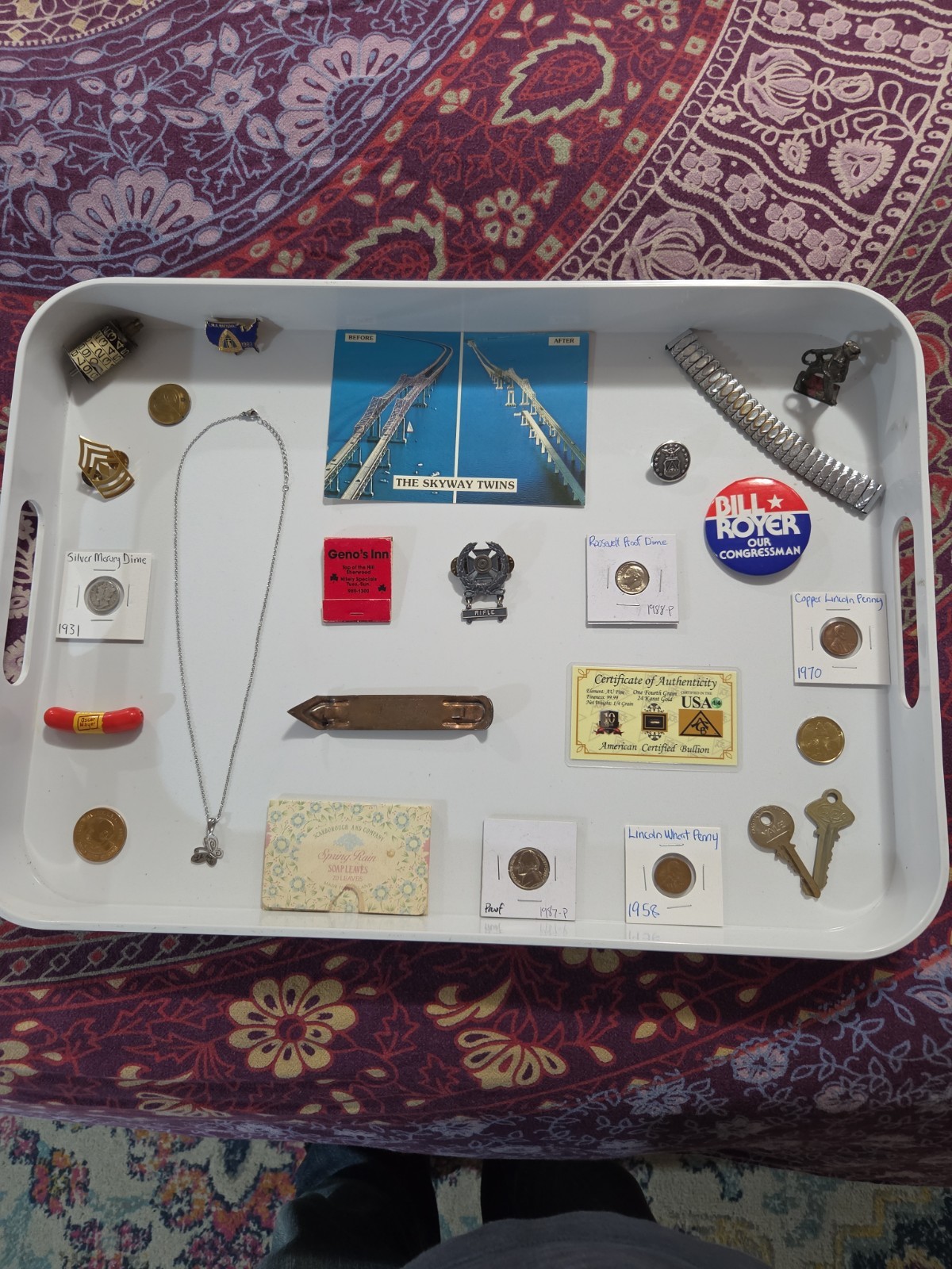 Vintage Junk Drawer With Silver And Gold