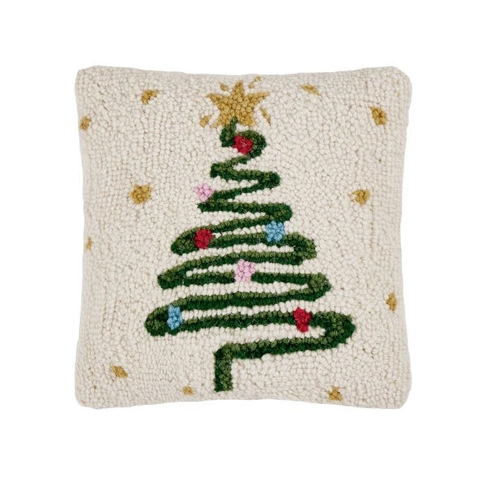 Peking Handicraft Christmas Tree Simple Hook Pillow, 10-Inch, Multicolor