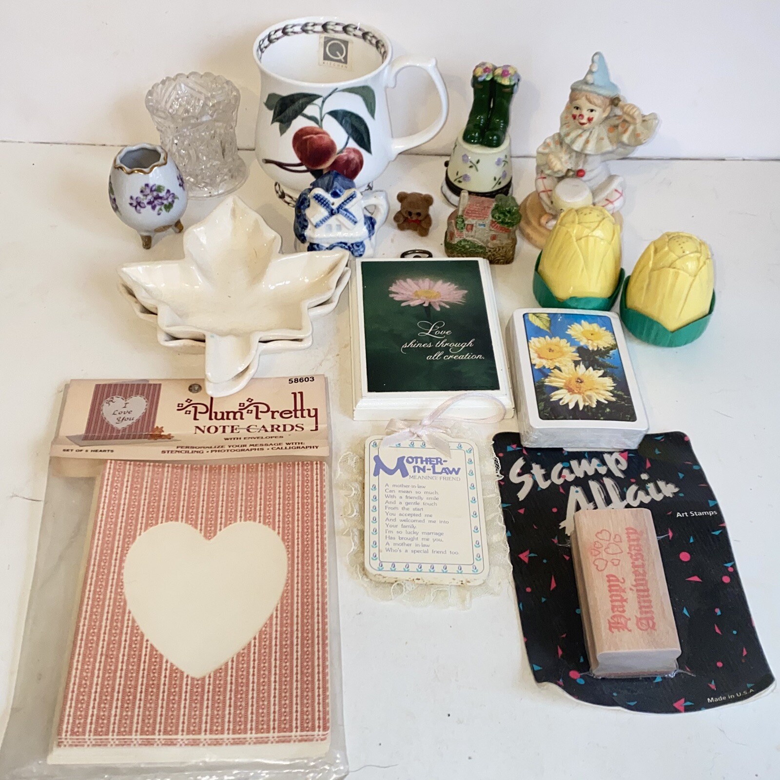Grandma’s Vintage Knick Knack Junk Drawer Lot Cards Bone China Occupied Japan