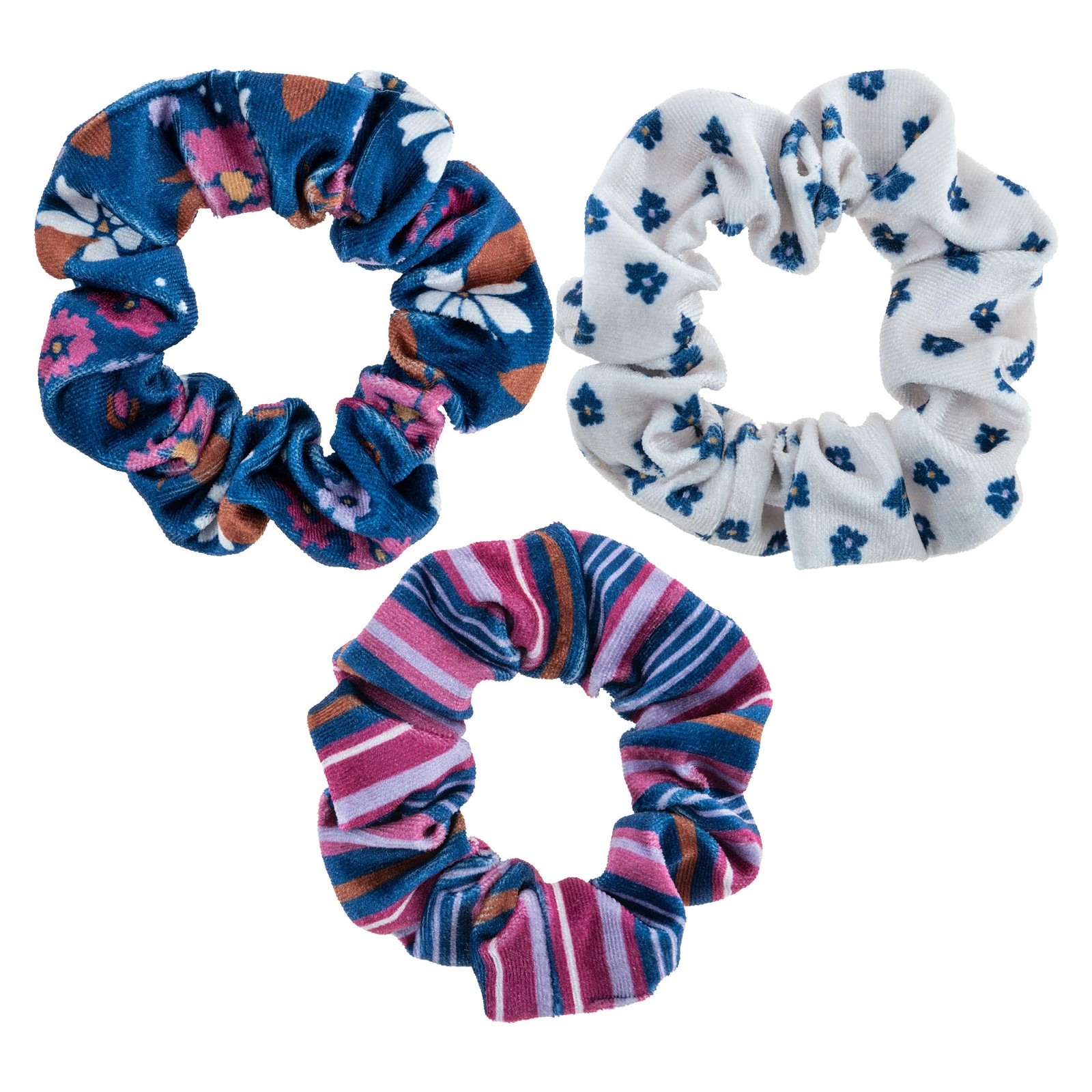 VELVET SCRUNCHIE SET PLUM FLORAL