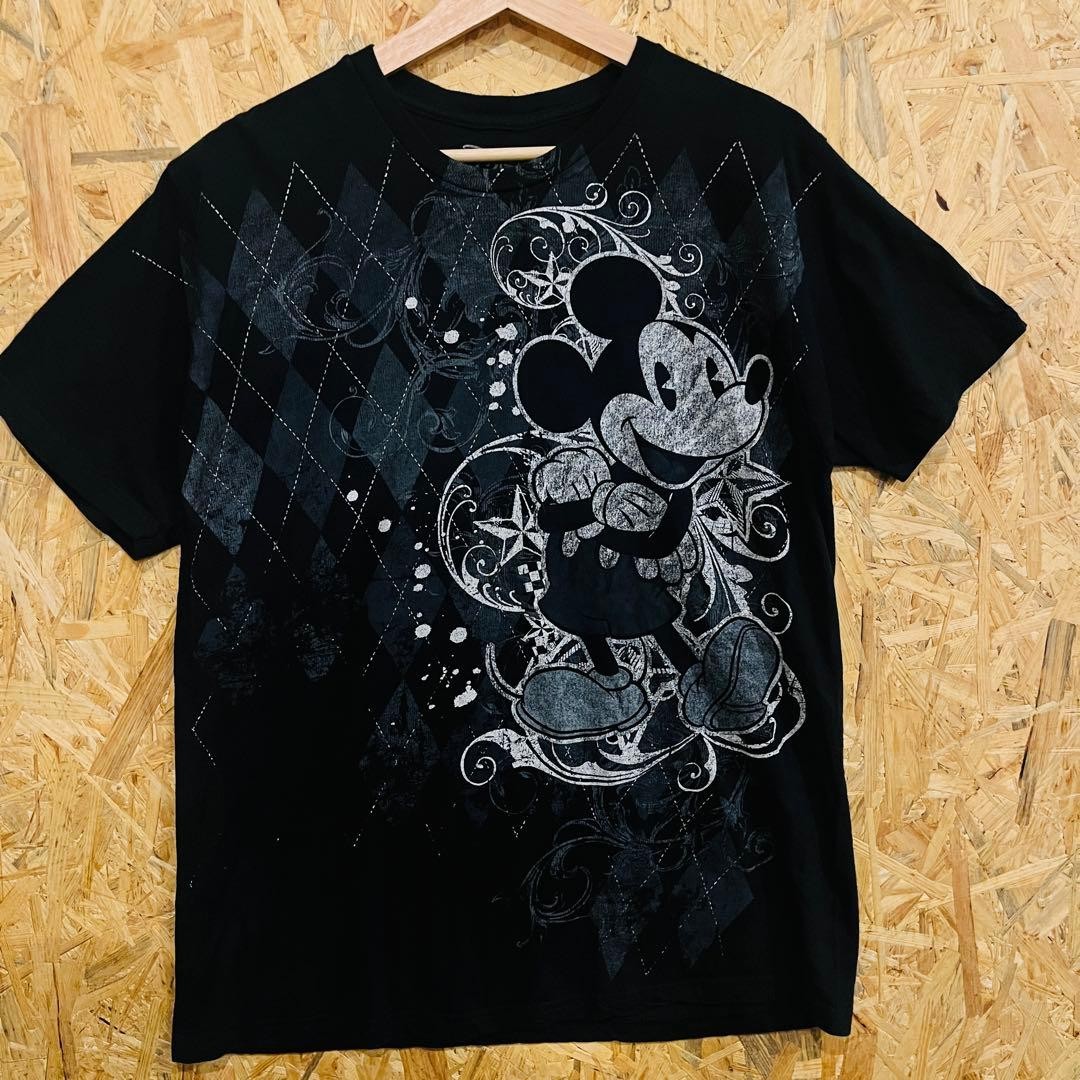[Official] Disney Mickey Mouse T-shirt L Black Monotone Made in Mexico