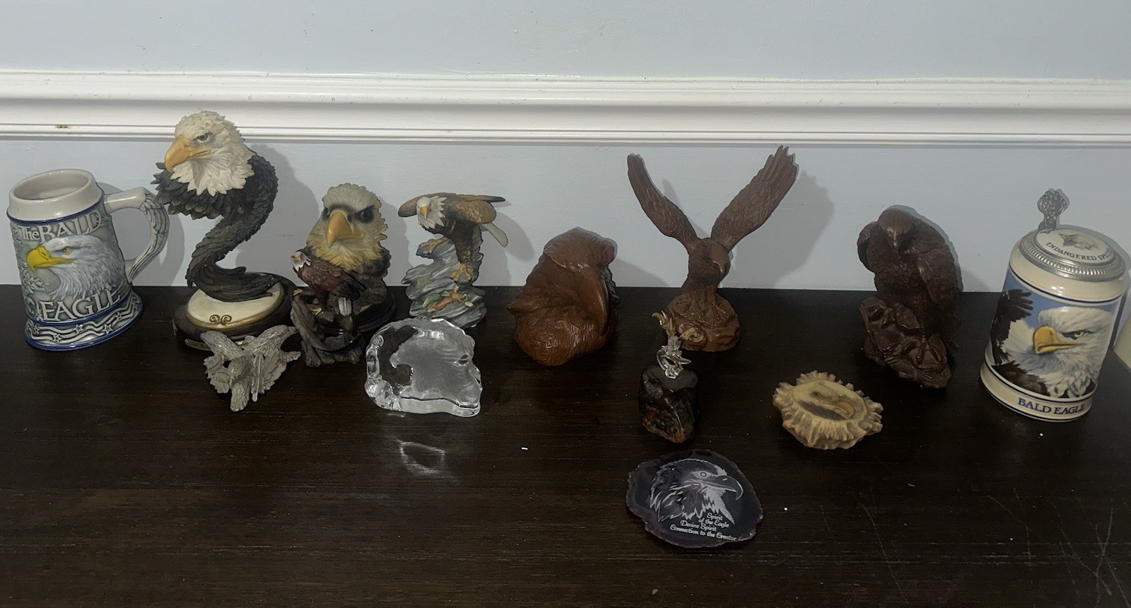 Bald Eagle Mixed Collectibles Lot – Figurines, Stein Tankard & Beer Mug