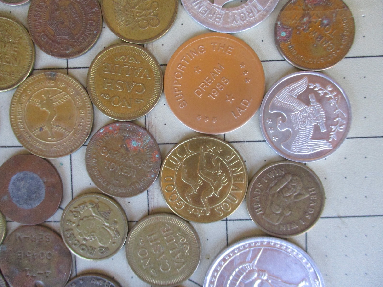 Vtg 70s 80s Junk Drawer TRADE TOKENS, COINS, Huge Token, Coin Lot
