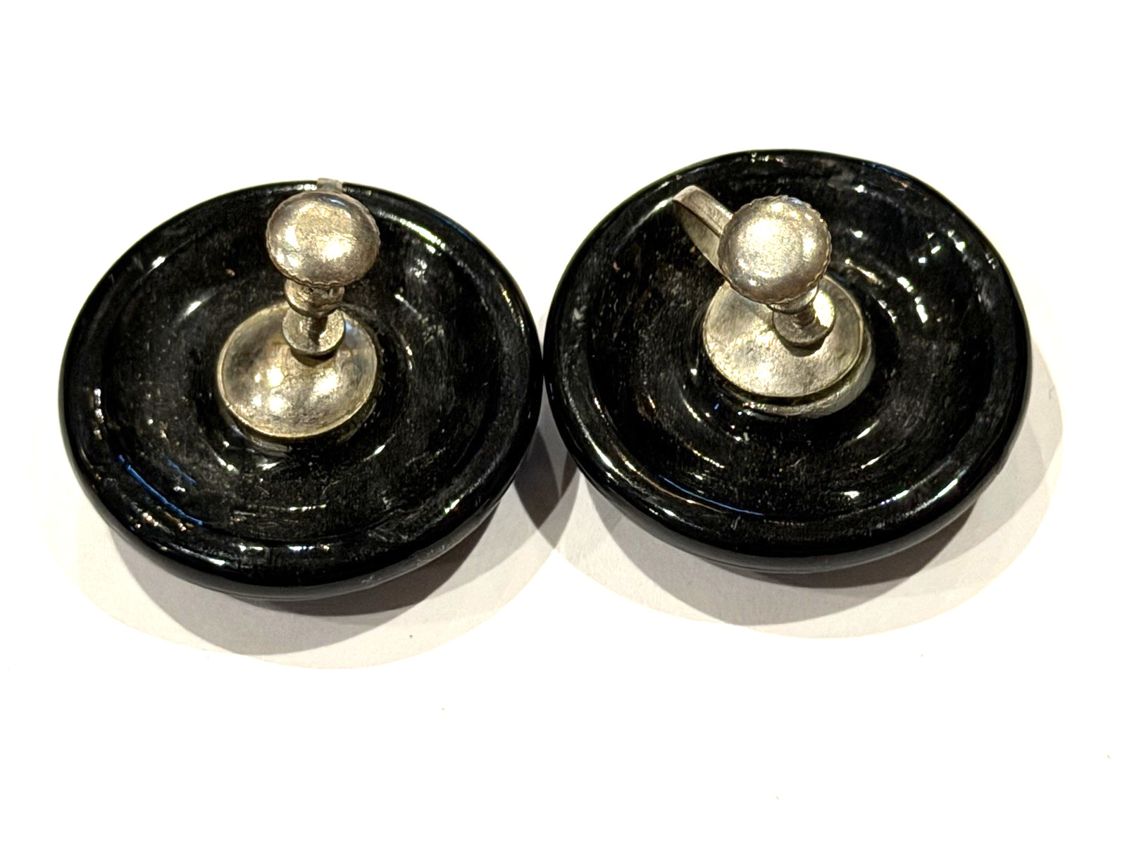 BLACK LACQUER GOLD LEAF FOIL SILVER COPPER RHINESTONE CLIP ON EARRINGS MCM LOT 3