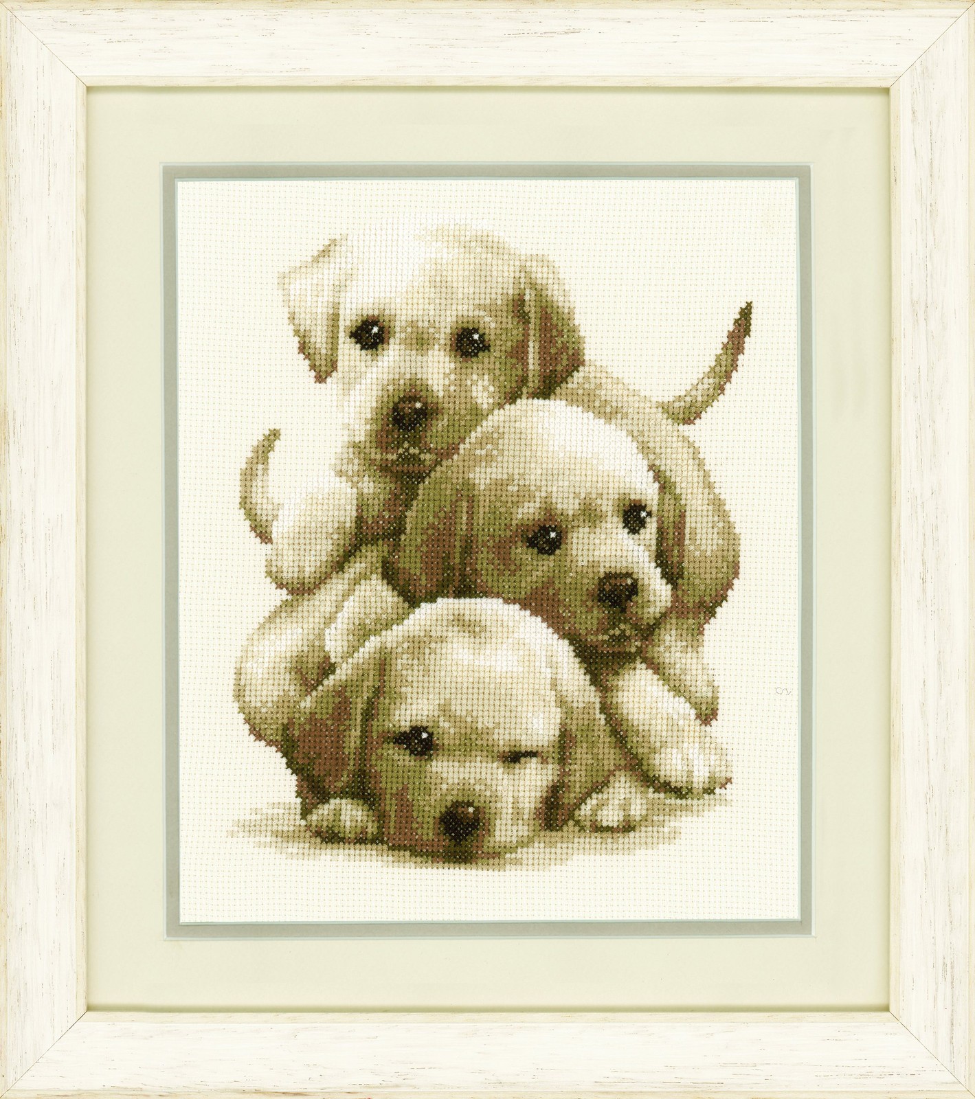 Vervaco Counted Cross Stitch Kit Labrador Puppies 7.6″ x 9.6″