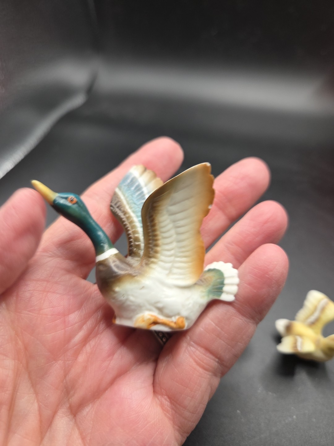 Vintage Mallard Duck Figurines Fine Bone China Miniature MCM