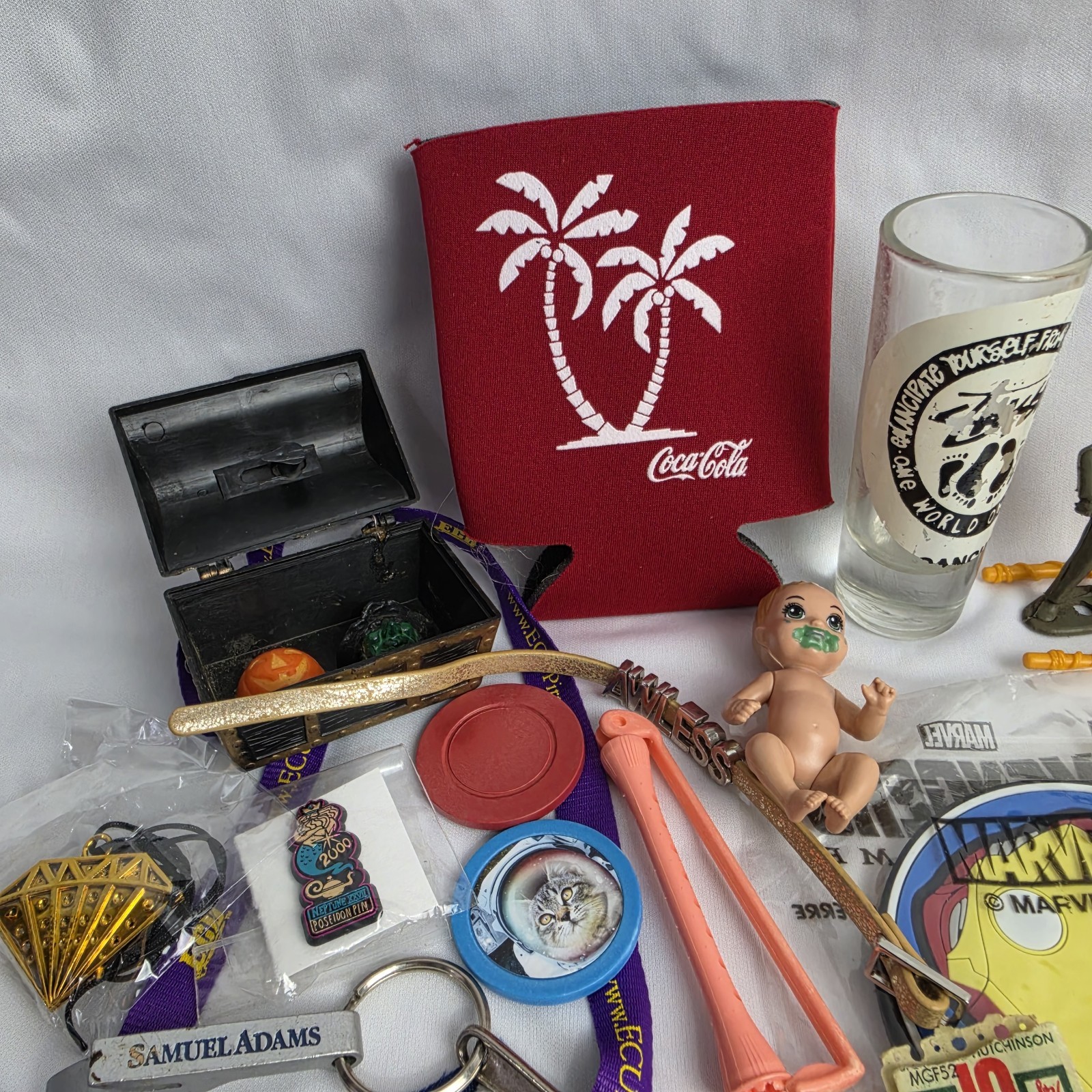 Junk Drawer Lot Toys Pins Stamps Military Coin Trinket Jewelry Patches Vintage