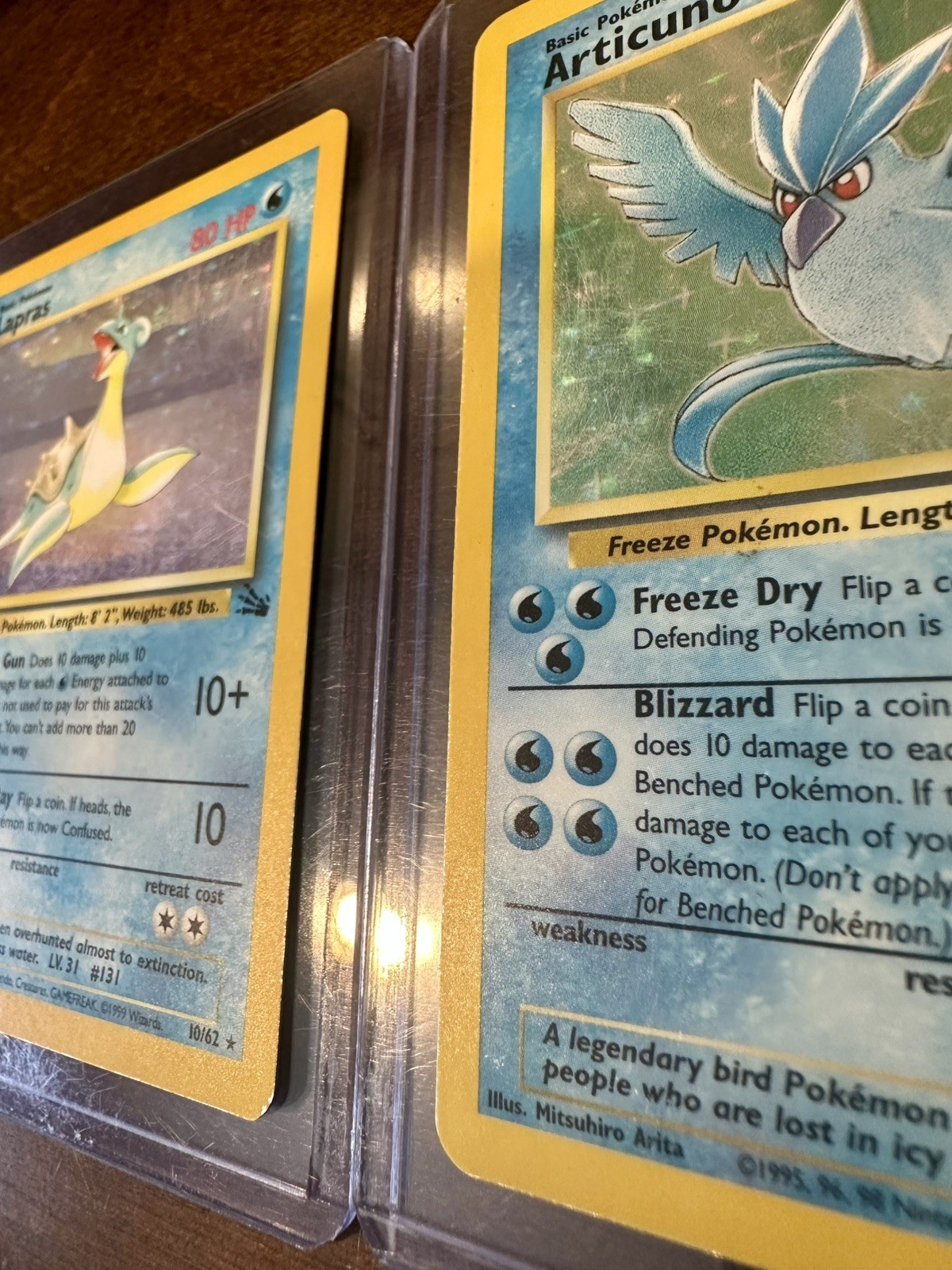 Holographic Pokemon Cards Articuno, Kangaskhan, Lapras, Aerodactyl Base Set