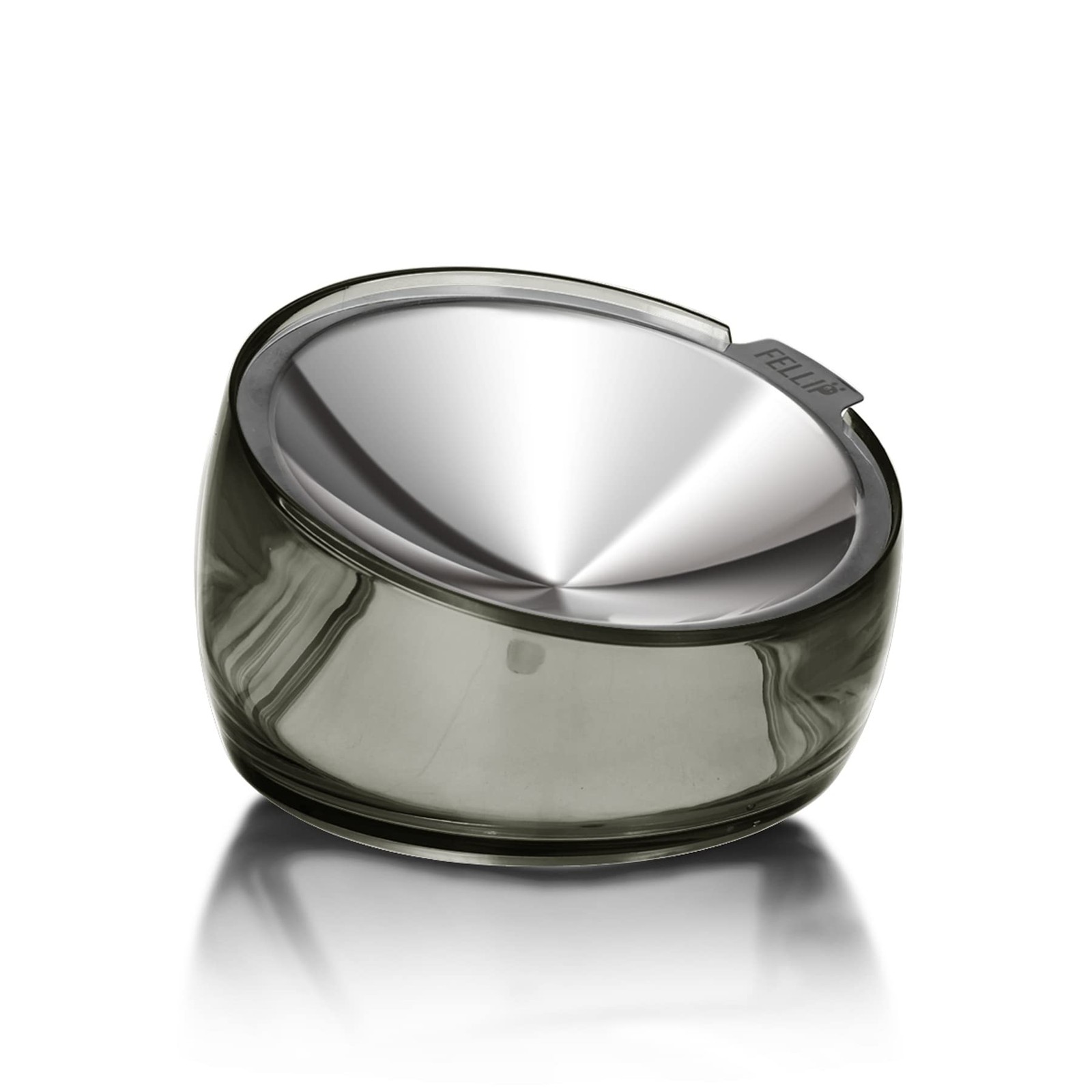 Felli Elevated Cat Bowl, Smoky, 0.5 Cup, Stainless Steel Slanted Dish