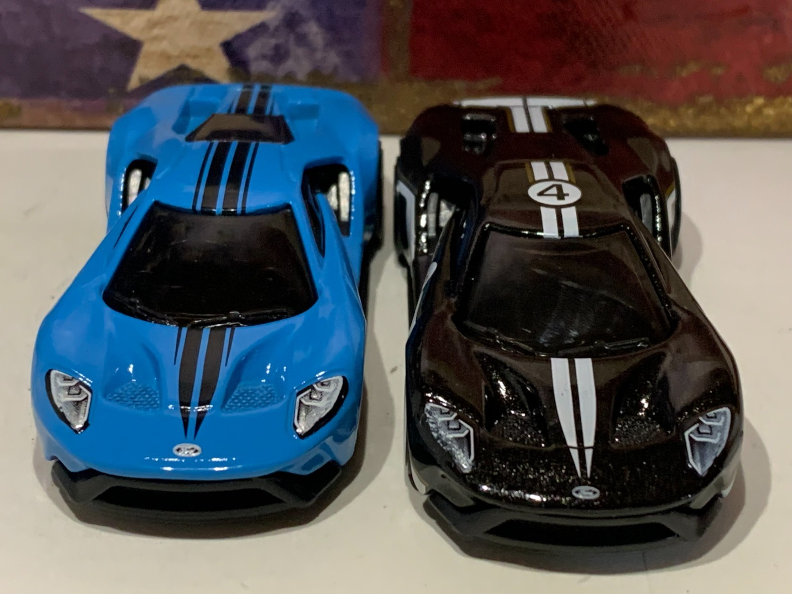 HOT WHEELS 2017 FORD GT X2. 2021 BLACK & 2022 LITE BLUE NICE