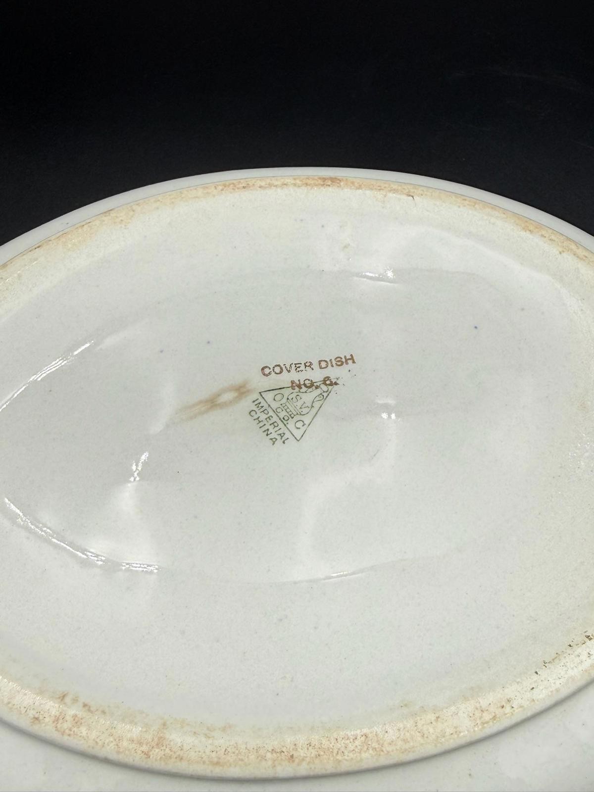 Antique Flow Blue Covered Dish No. 6 – Imperial China