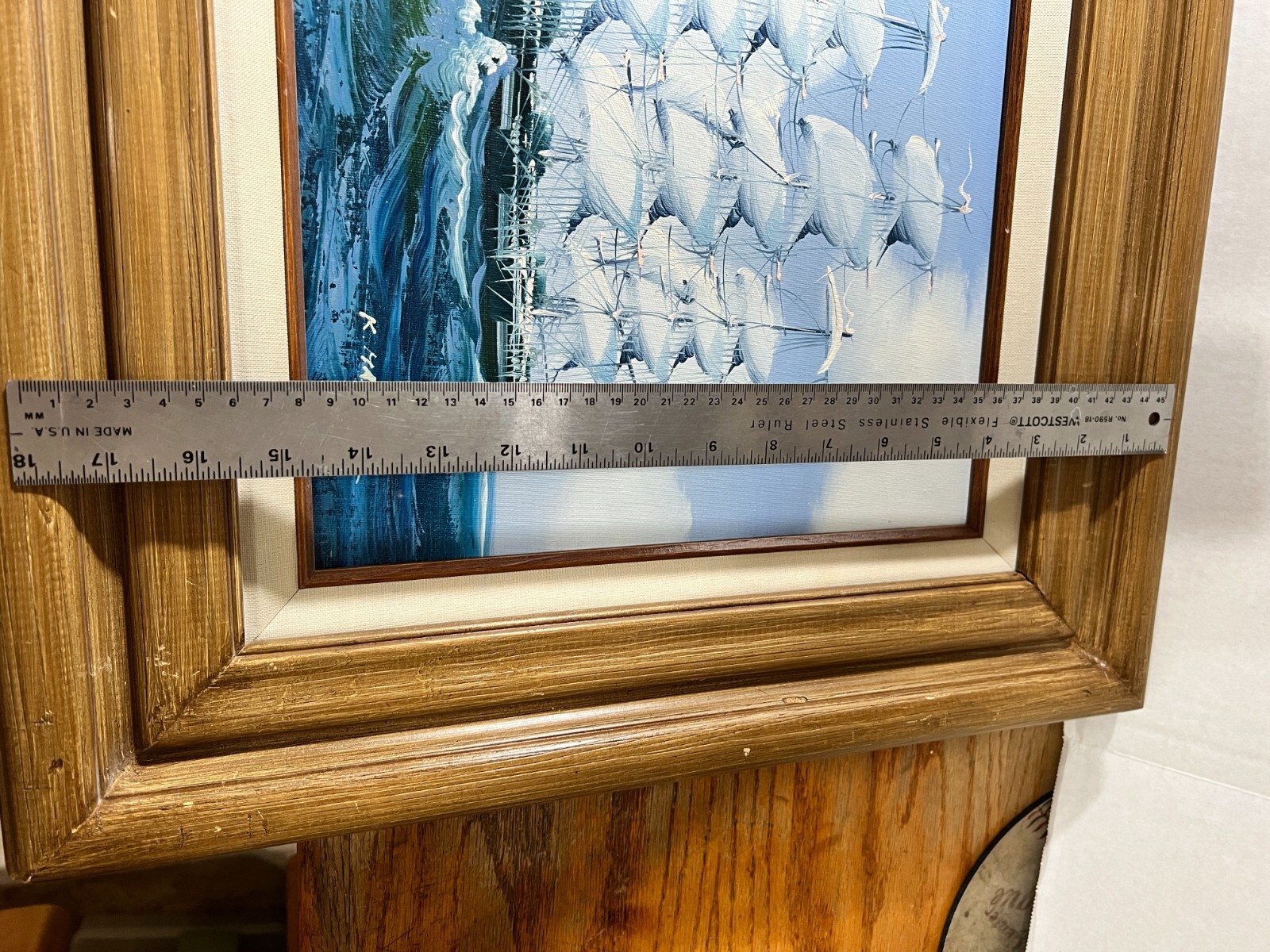 Framed K Maskell Sailing Ship Open Seas Painting 12×16