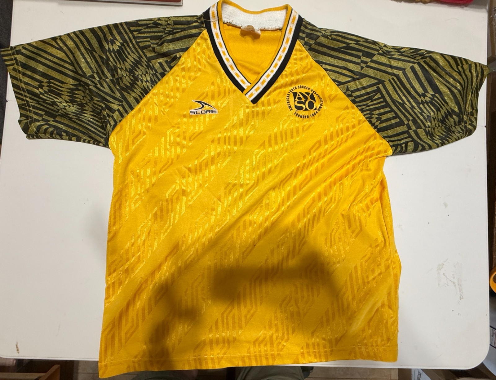 PRE-WORN Vintage Tee Shirt: AYSO Yellow and Green Youth Soccer Jersey