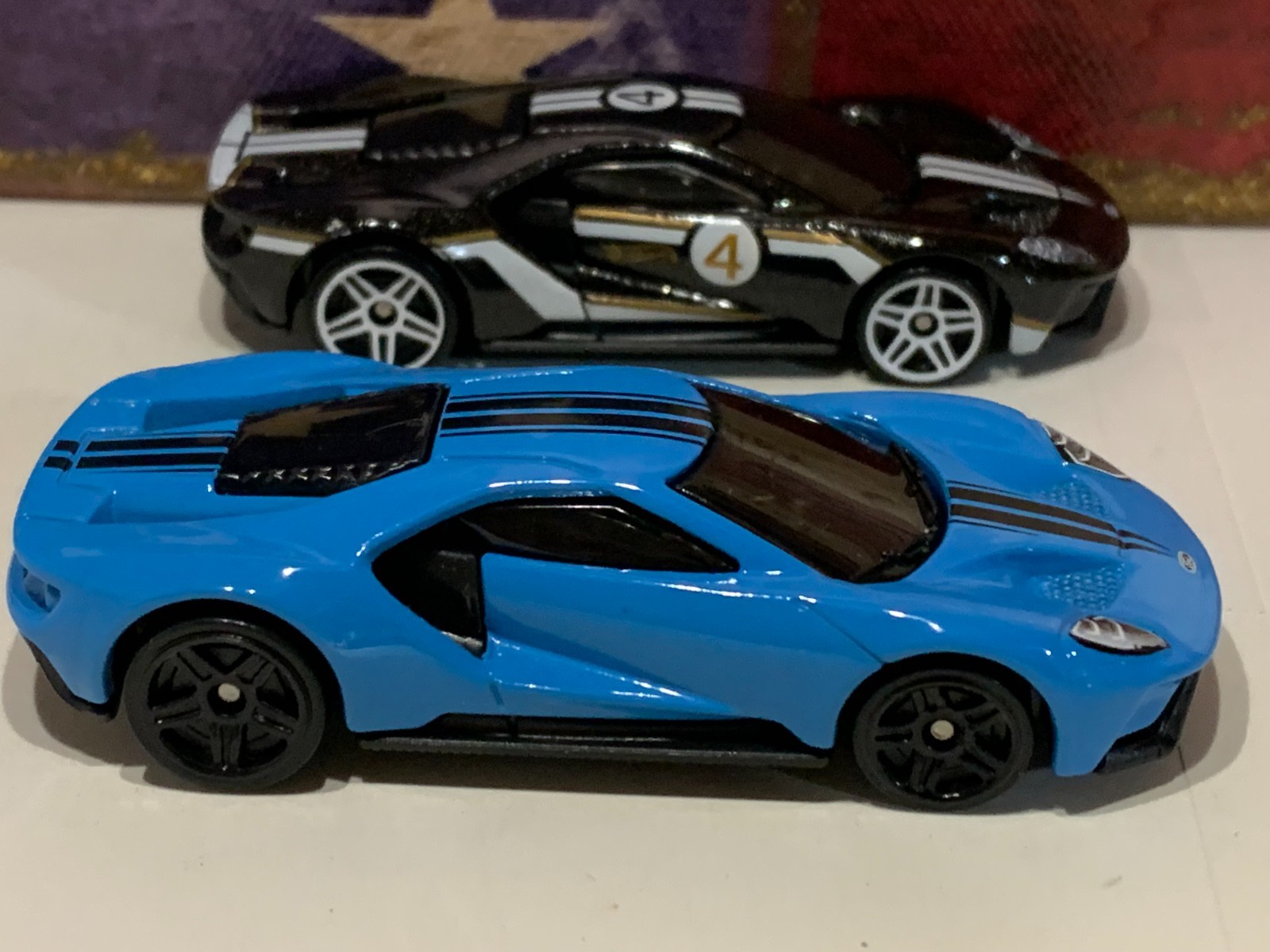 HOT WHEELS 2017 FORD GT X2. 2021 BLACK & 2022 LITE BLUE NICE