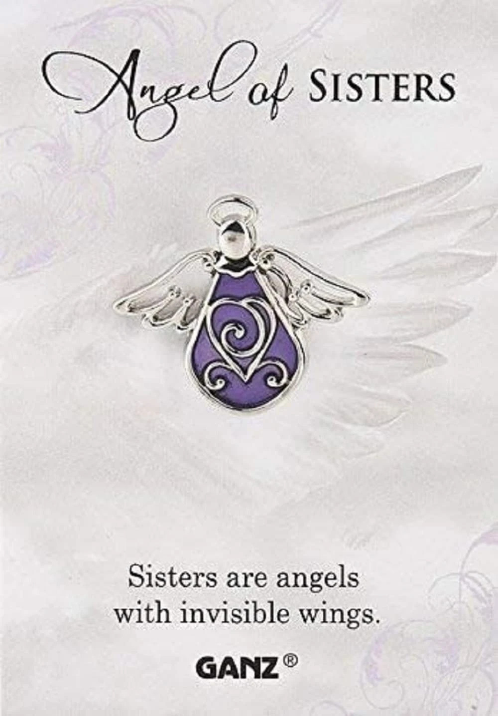 Ganz Pin – Angel of Sisters Purple and silver colored